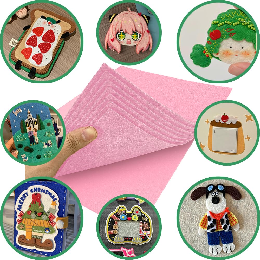 HXJDAM 16 pcs Felt Sheets, 29 cm x 18 cm Pink Felt Fabric, Non-Woven Fabric for DIY Sewing Crafts, and School Projects (7.2" X 11.6") - Image 3