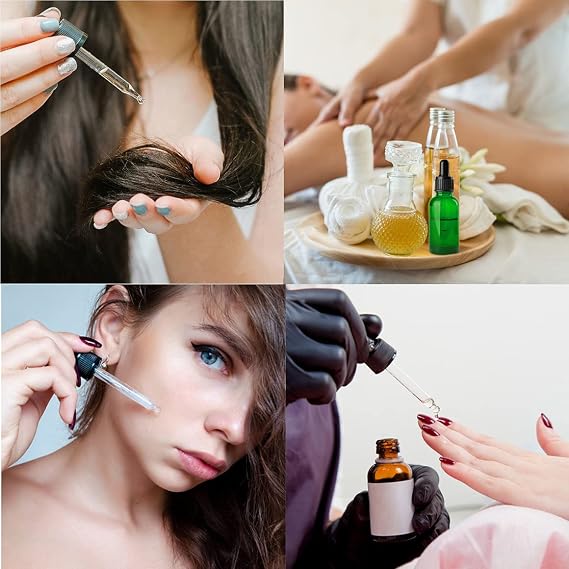 6 adet Damlalık Şişesi 30 ml Damlalıklı Şişe Amber Cam Damlalık Şişesi Uçucu Yağ Difüzörü, Parfümler, Aromaterapi için (Yeşil, Kahverengi)
