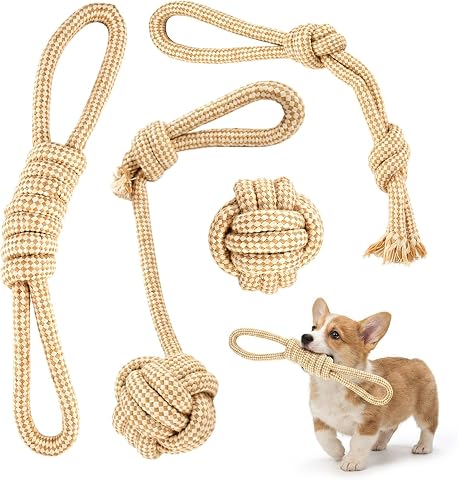 Dog Rope Toy Set 4 Pack for Small & Medium Dogs