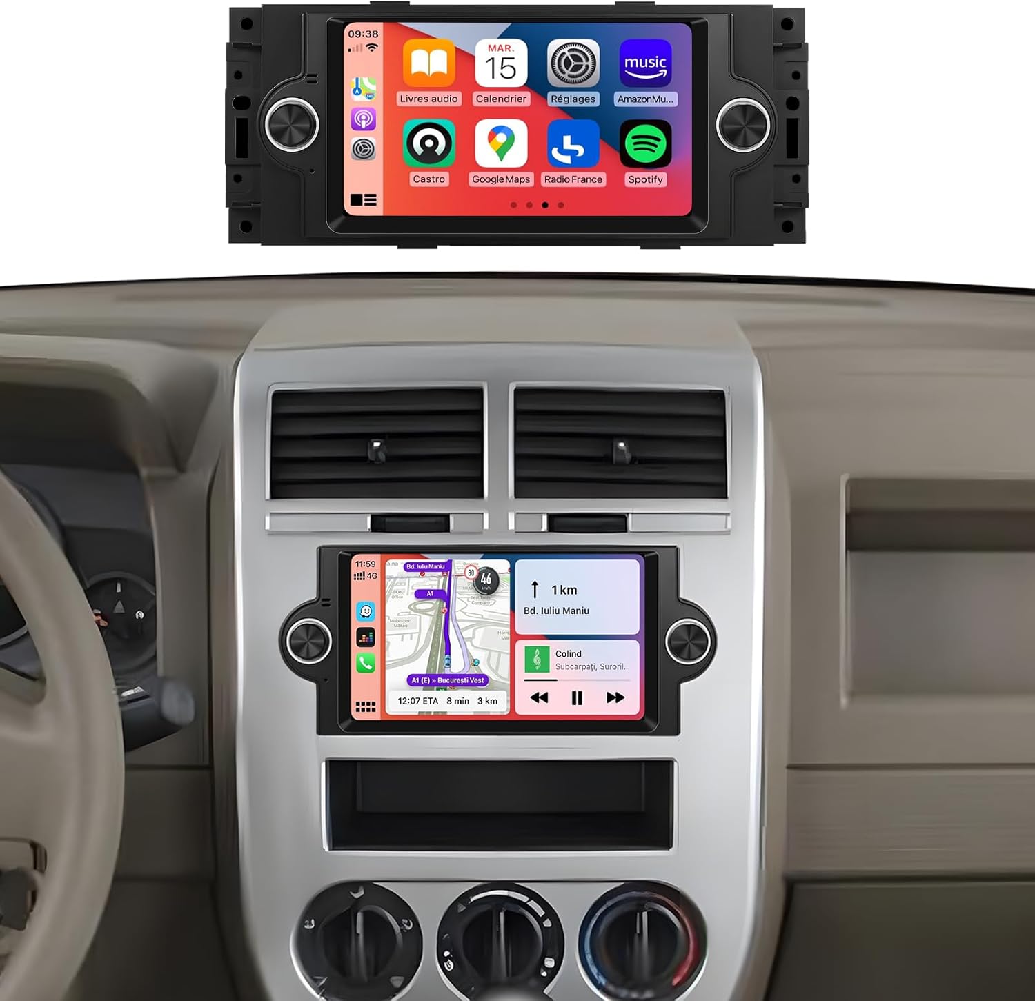 2G 64G HiFi Radio for Dodge Ram 1500 2500 3500(06-08),Dodge Durango(05-08),Chrysler 300 300C (05-07),Wireless Carplay,6.2inch 1080P IPS Touchscreen,Android Auto,Bluetooth,GPS,WiFi,FM/RDS,Camera