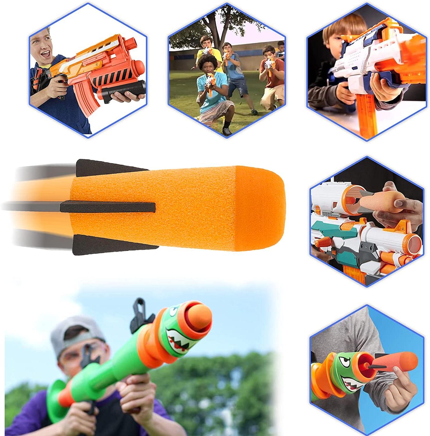 EKIND Mega Missile Refill for Toy Rocket Launcher, Foam Ammo Compatible for Nerf N-Strike Elite Series