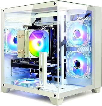AESNO Gaming PC Ryzen 5 3500X 6 Cores 3.6GHz Up To 4.1GHz RX560 4G DDR4 16G RAM NVME 512GB SSD RGB Lighting PSU 400W Desktop Computer Towers Suitable for e-sports games and home office (White)