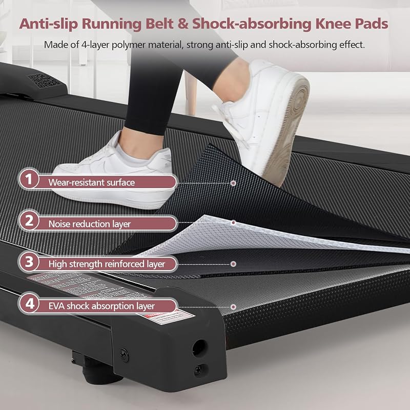 ANCHEER Walking Pads with Incline, 2 in 1 Under Desk Treadmill 3.5HP Compact Running Machine with Remote Control, 300+ lbs Weight Capacity for Home/Gym/Office,Ultra-Quiet, Installation-Free image 4