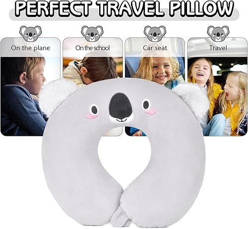 Miniatura 20 de H HOMEWINS Travel Pillow for Kids,Cute Animal Neck Pillow for Boys Girls,Soft Neck Head Chin Support Pillow,Travel Accessories for Airplane, Car