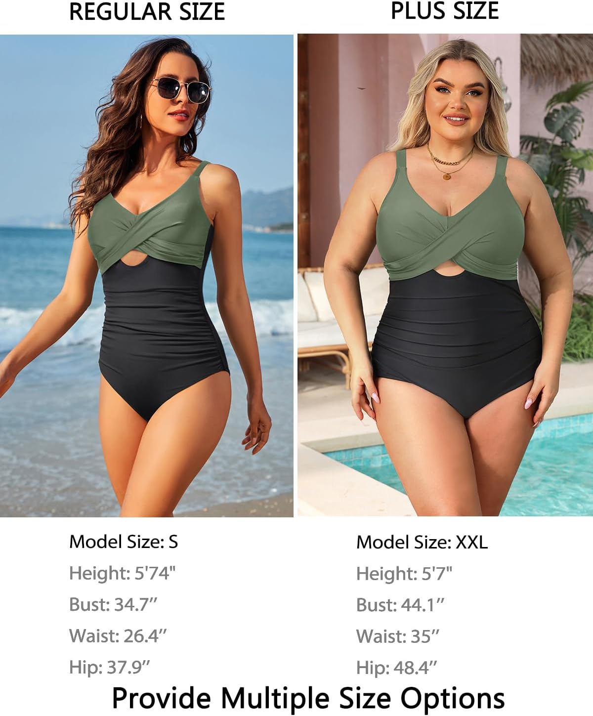 Daci Plus Size One Piece Swimsuits - Tummy Control Bathing Suit for Women Cutout Swimwear - Image 6