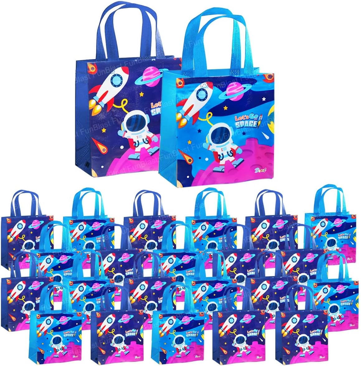 FunBlast Space Gifting Bags for Return Gifts - 24 Pcs Non-Woven Carry Bags, Multi-Purpose Reusable Carry Bag, Birthday Gifting Bags, Goodie BagPack for Return Gifts (24)