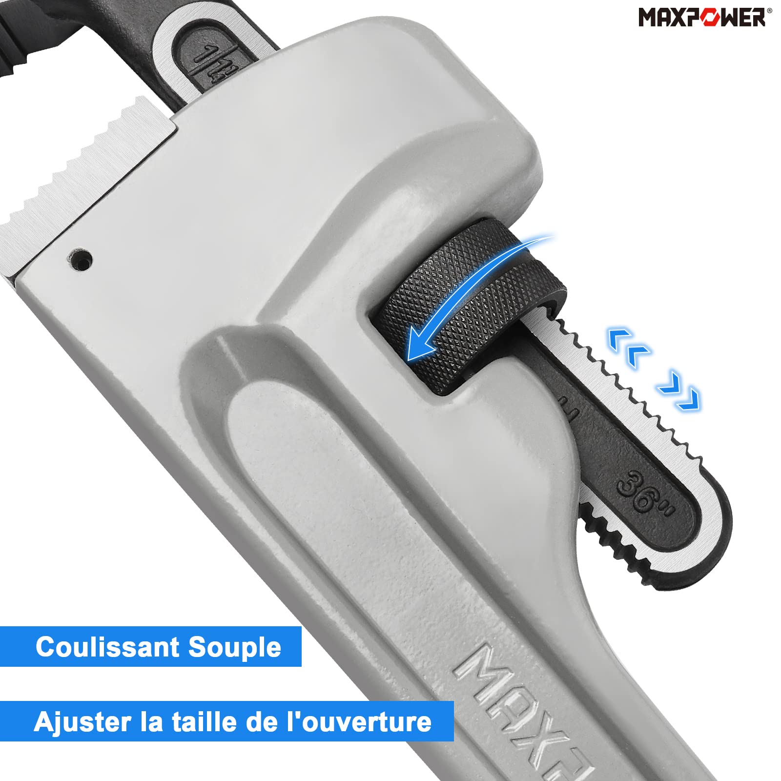 Clé à Griffe Grande Taille 750mm en Aluminium MaxPower pour Serre-Tubes