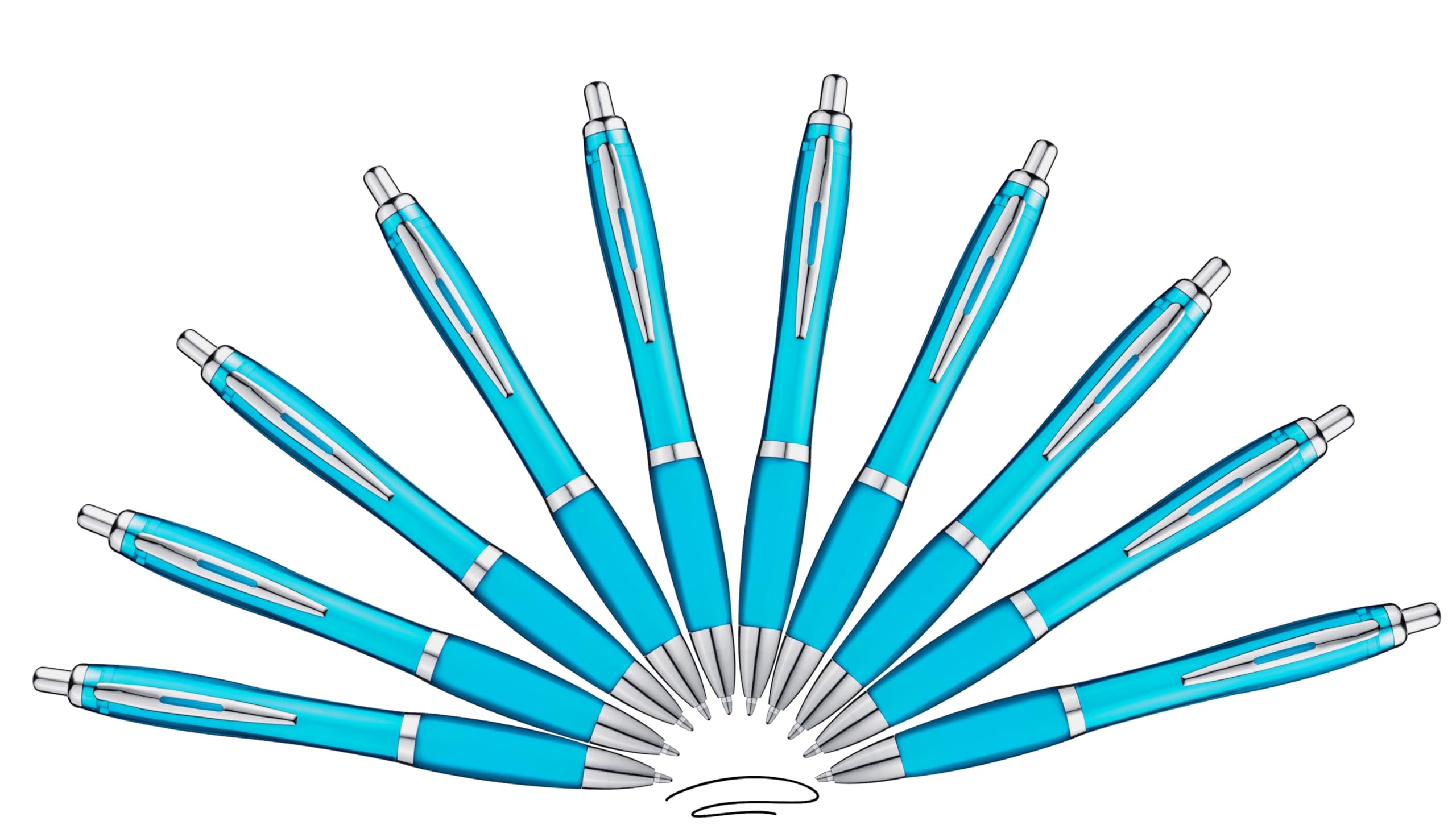 Libetui 10 Ballpoint Pens Black Writing Light Blue Ergonomic with Large Capacity Refill, Non-Slip Grip Zone & Clip, Retractable Ballpoint Pen for Office, School & Everyday Use