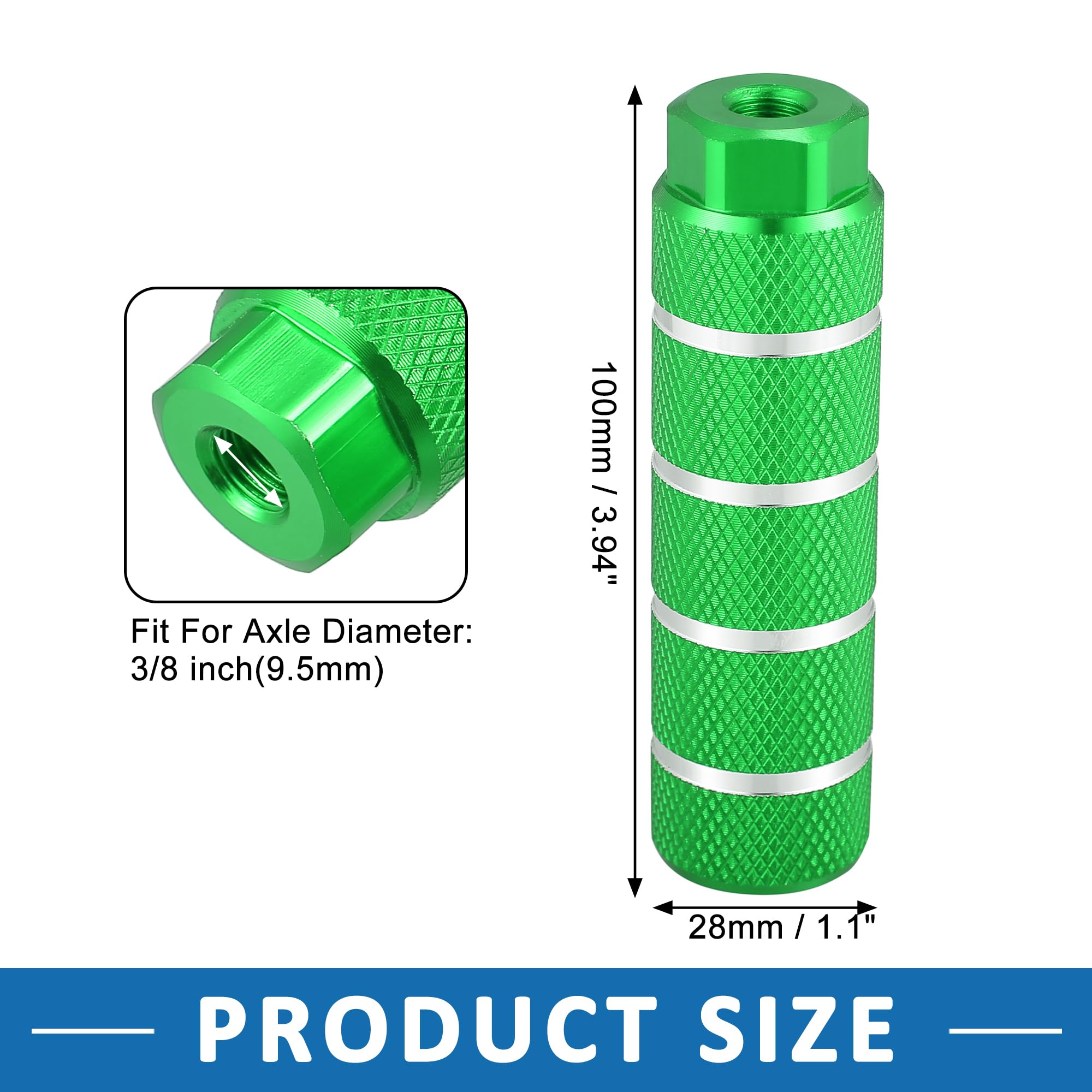 A ABSOPRO Rear Foot Pegs Footrests Green for BMX Bike Fit 3/8 Inch Set of 4 - Image 3