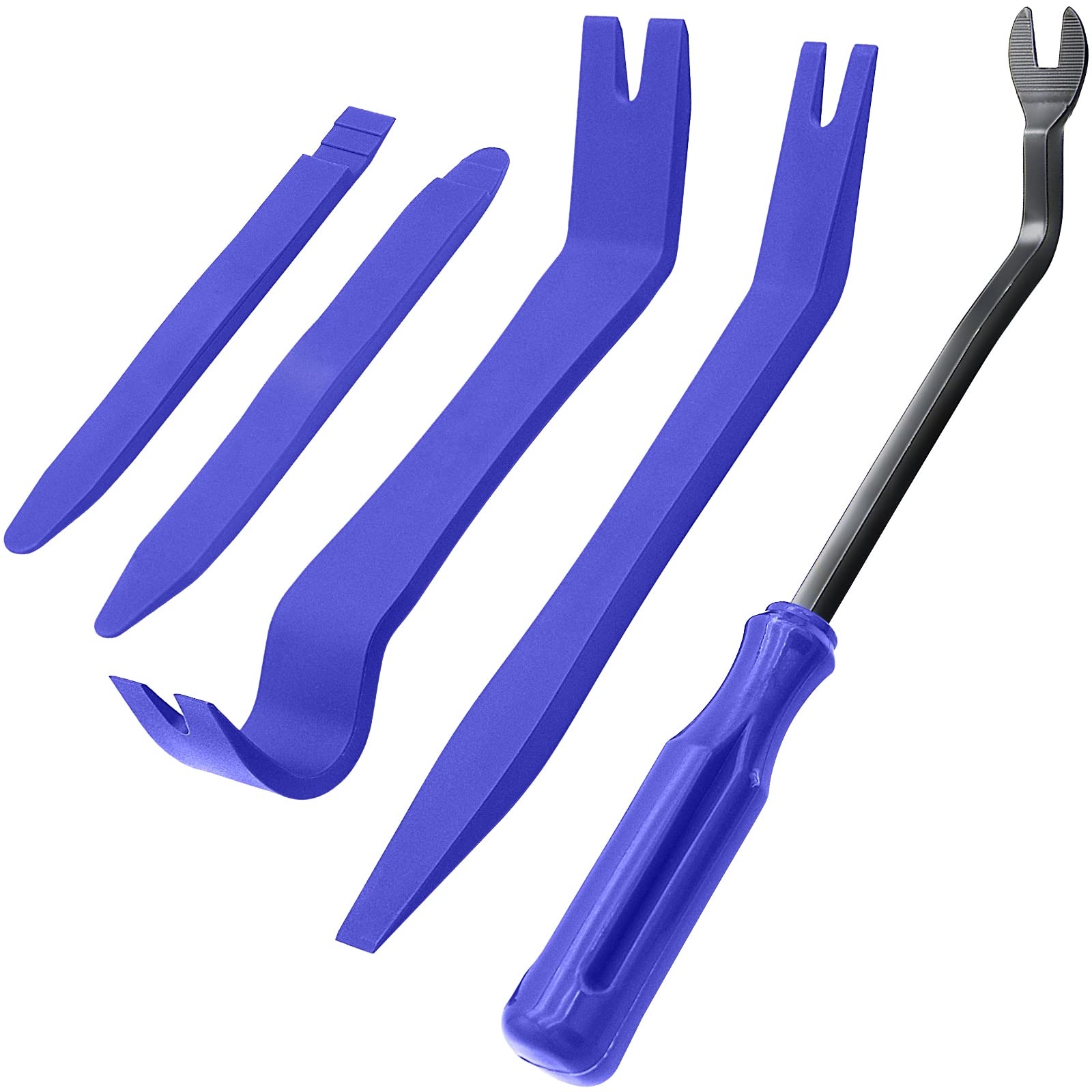 EldHus 5 Pcs Car Trim Removal Tool Kit Upholstery Tools, Auto Clip Removal Pry Tool for Door Dash Dashboard Panel Fastener Remover, Push Pin Puller Body Repair Tools, Blue