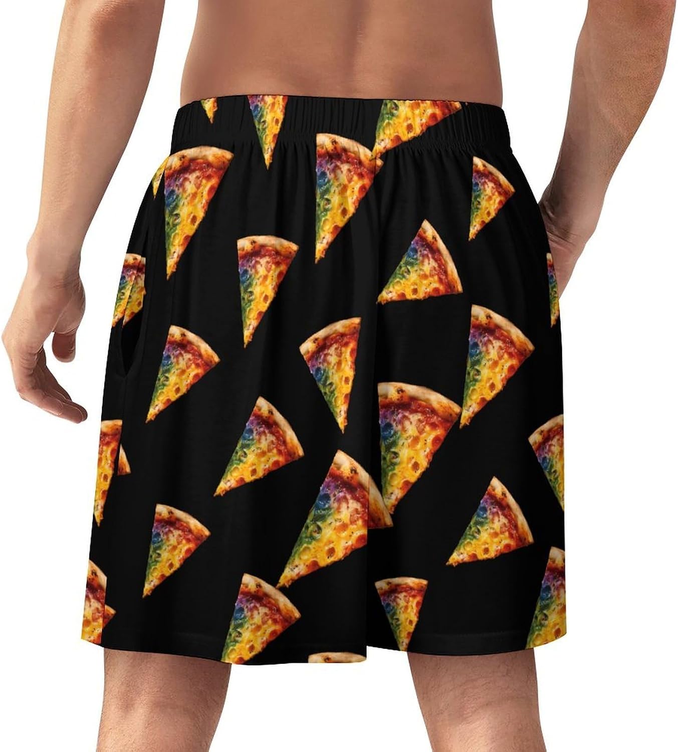 Pizza Colored Sloppy Paint Men's Pajamas Shorts Casual Pajama Bottom Nightwear Pants Lounge Sleepwear