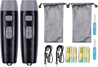 2 Pack Electronic Whistles for Sports Refereeing, Adjustable 3-Tone Volume, Includes Lanyard and Storage Bag for Football and Basketball