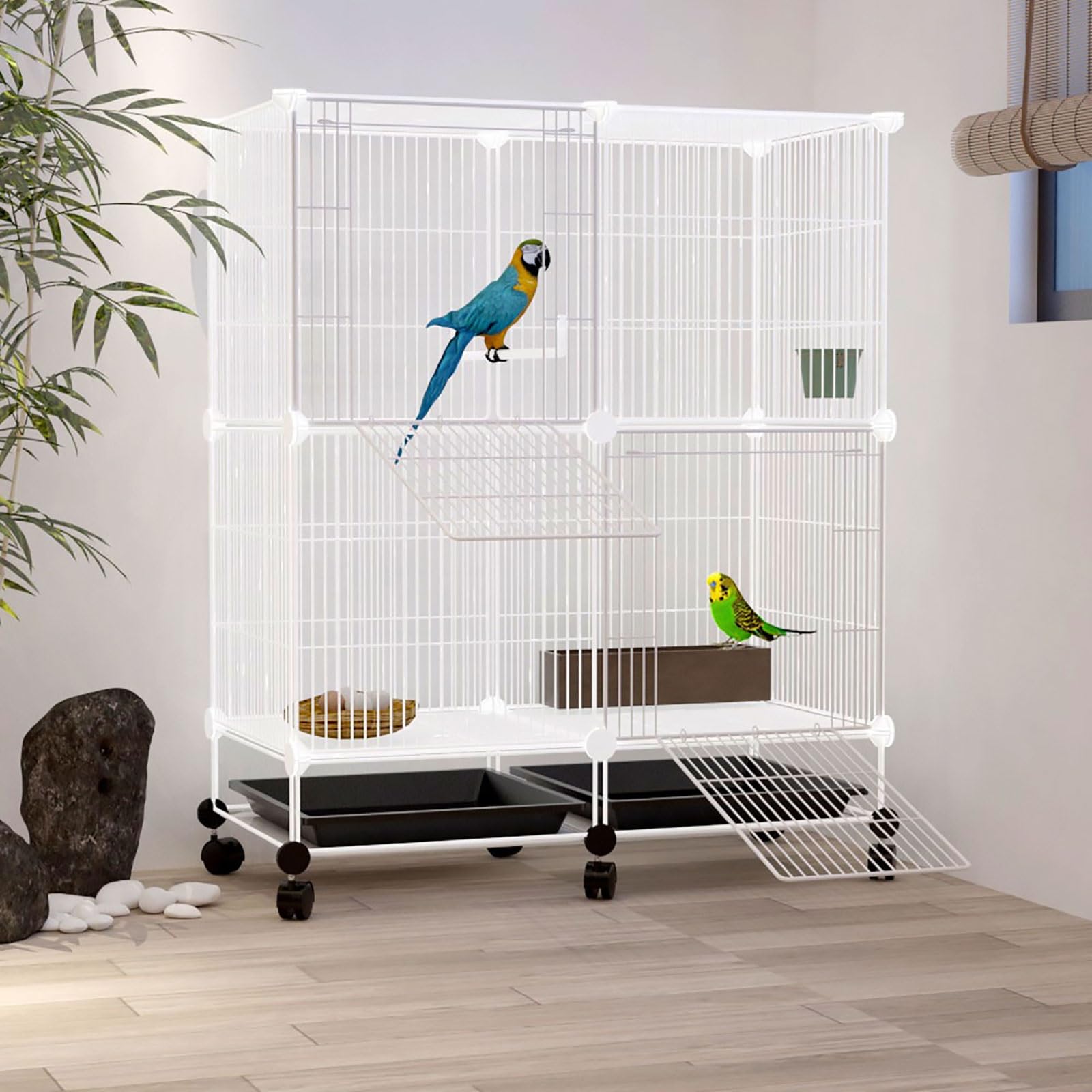 HTTGDGDH Bird Cage Parrot Cage Budgie Cage W/Removable Tray For Parrot Cockatiel Parakeet Pigeon, Flight Cage For Birds,