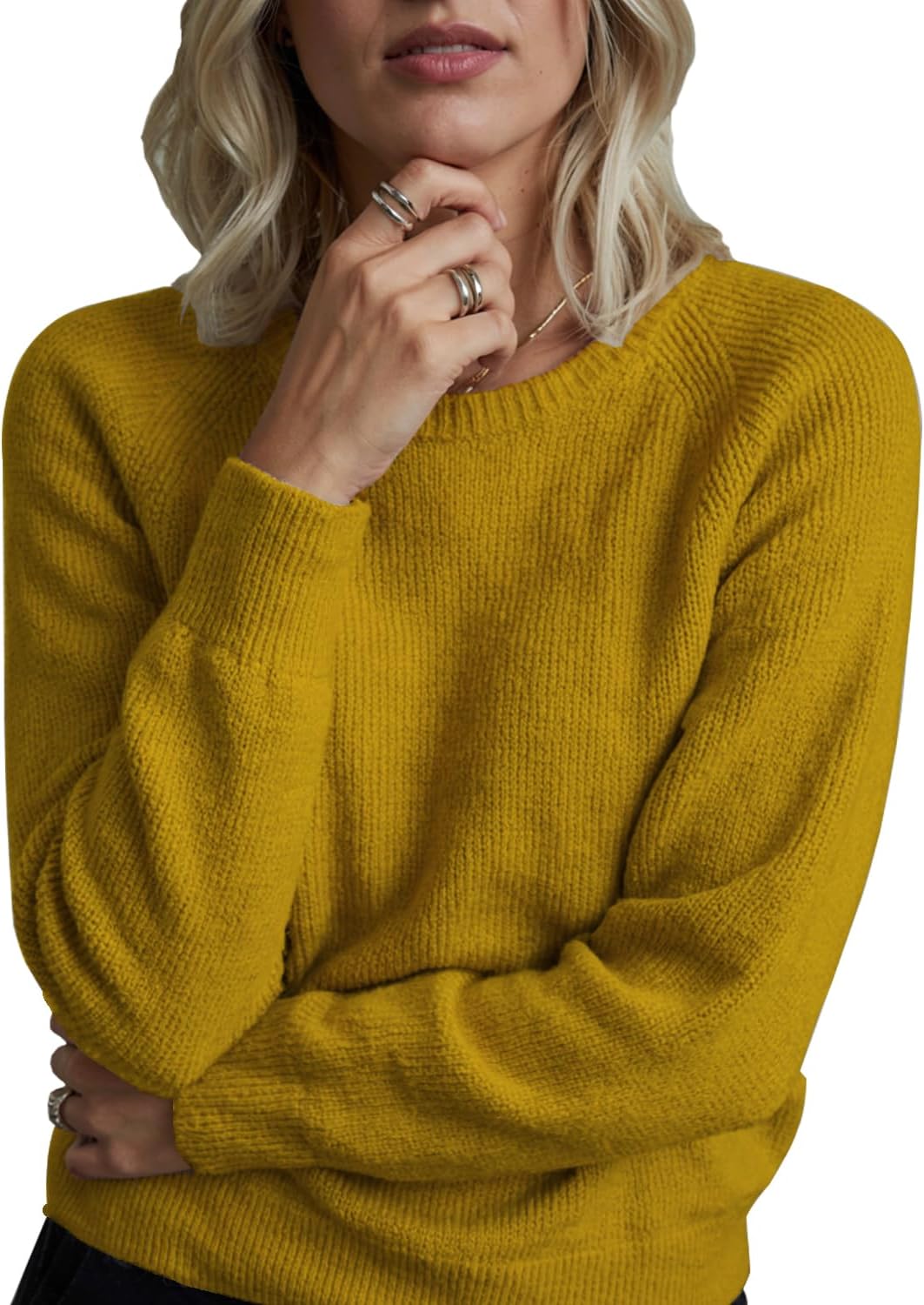 Fall Winter First-Line Ready to Wear Long Sleeve Seamless Multicolor Knit Crewneck Sweaters