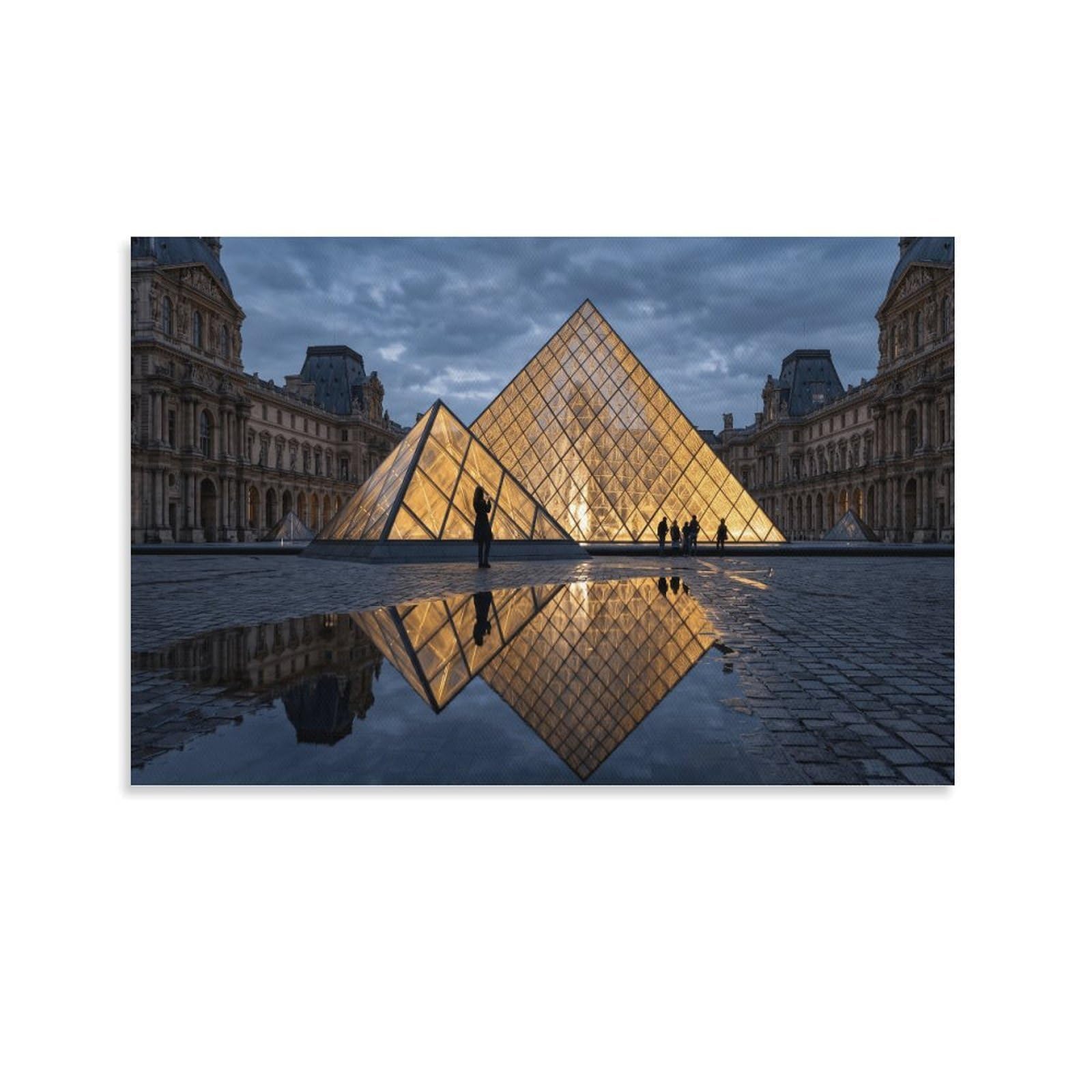 XPASHIQWC Louvre Glass Pyramid Paris Poster Artwork Giclee Canvas Prints Modern Canvas Wall Art Picture Wall Hanging for Office Gym Living Room Decor 24x36inch(60x90cm)