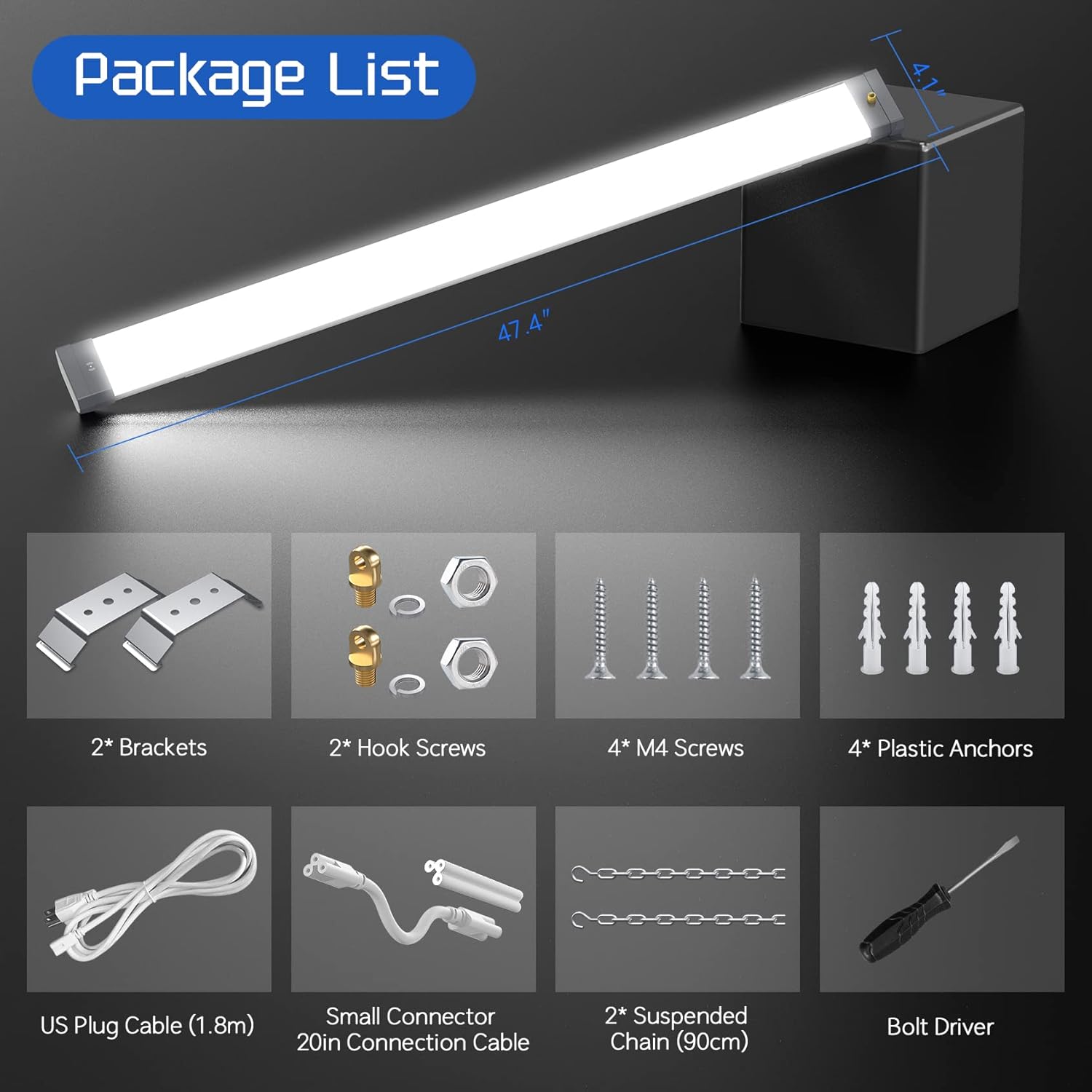 120W LED Shop Light Linkable, 15600 LM 5000K Linear High Bay/Low Bay Lighting Fixture 120V with US Plug Cable, Pull Chain for Garage Workshops Basements Hanging or FlushMount - 2 Pack ETL Listed