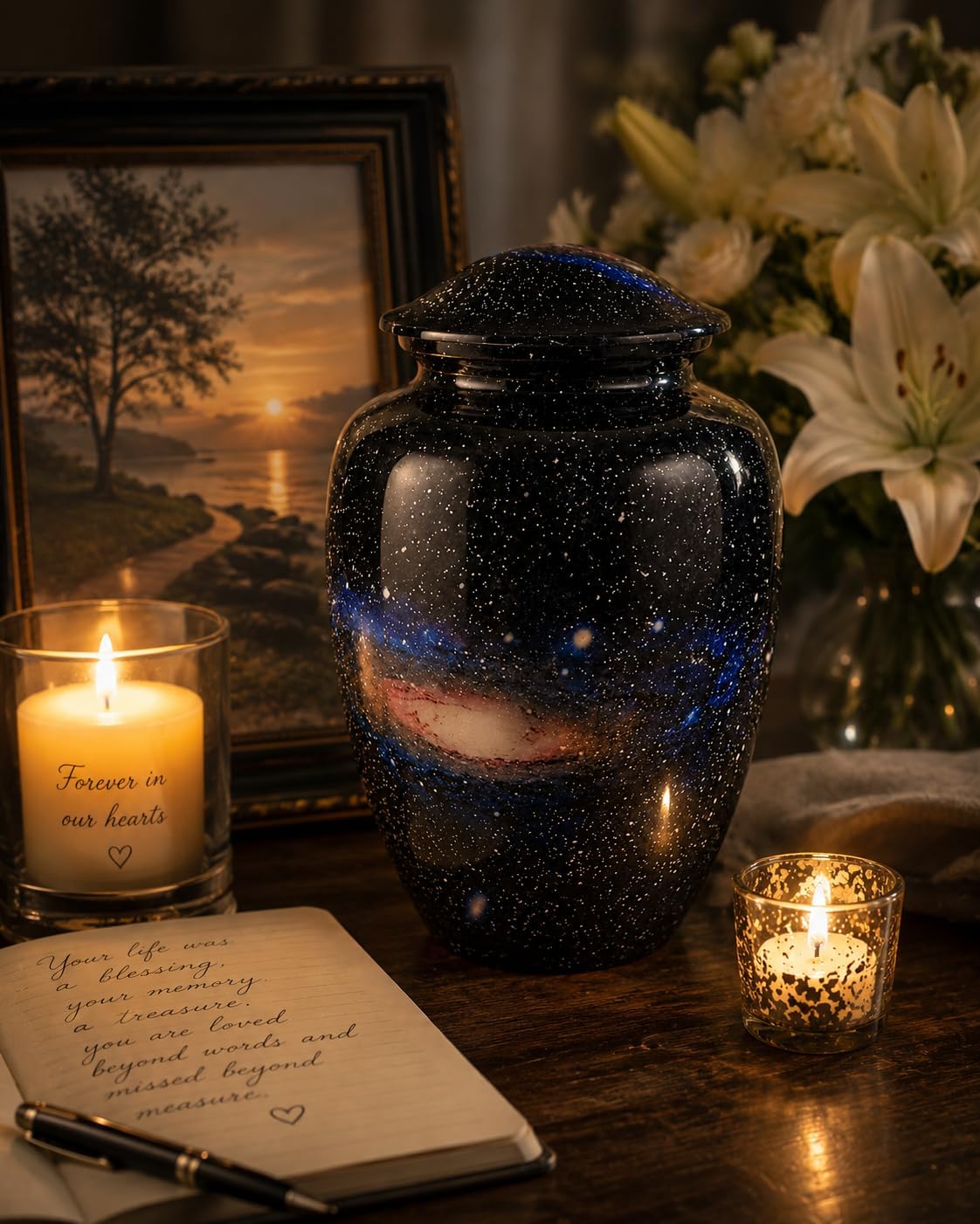 Cremation Urn for Human Ashes Adult Male/Female – Handmade Aluminum Memorial Funeral Urn with Secure Screw Lid,10 Inch Large Burial Urn for Ashes up to 200 lbs