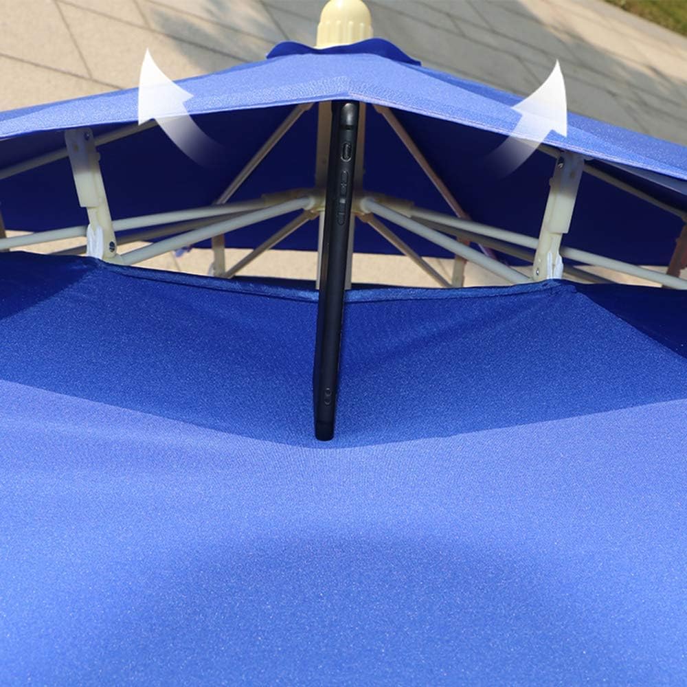 Outdoor Patio Offset Market Umbrellas2.4m Double Top Patio Umbrella, Garden With Tilt Mechanism, Beach Umbrella, Third Gear Adjustable, Double-layer Reinforced Full Fiber Skeleton (Blue) good