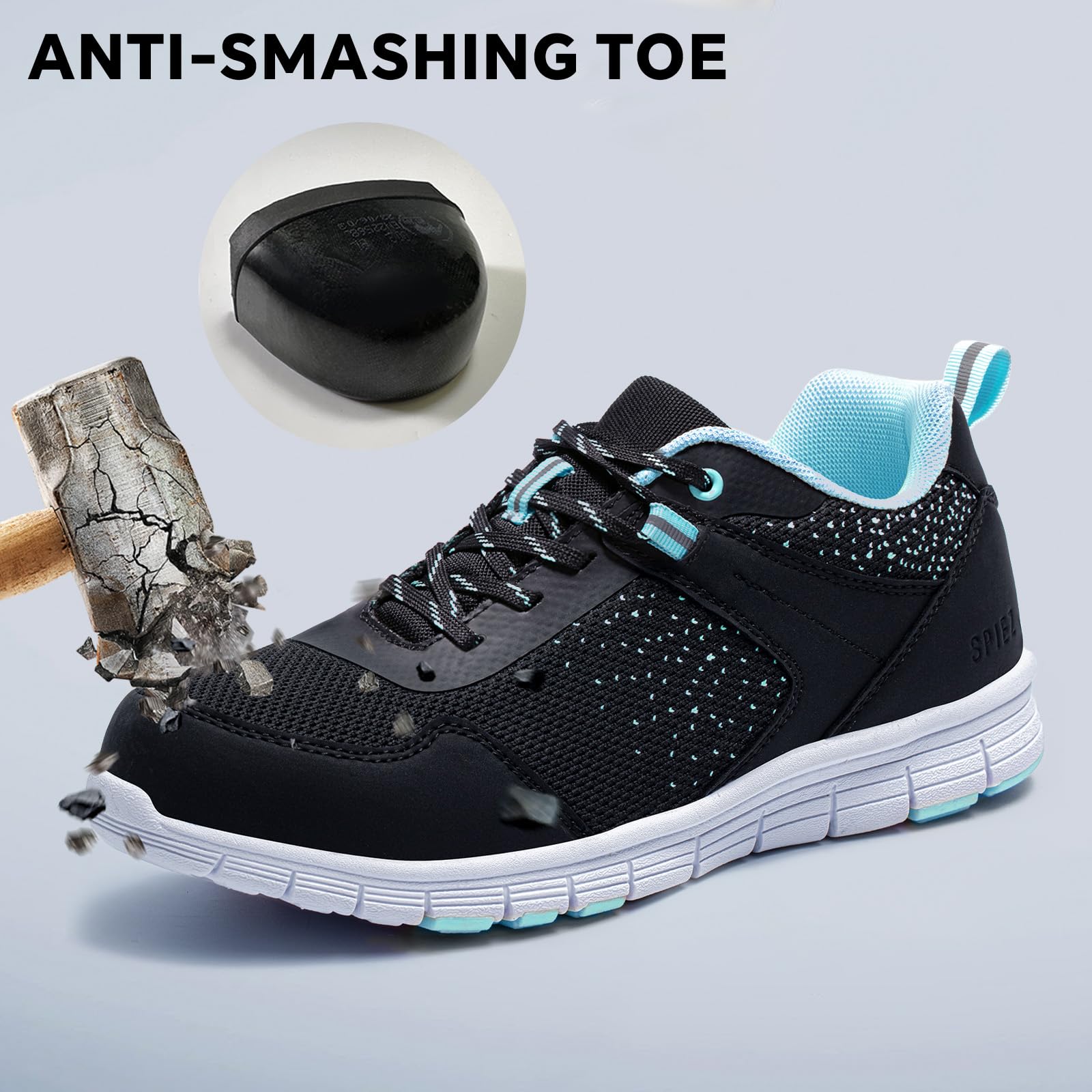 SPIEZ Zapatos de Trabajo Ligeros Calzado de Seguridad Mujer Transpirables a Prueba de Pinchazos Antideslizantes