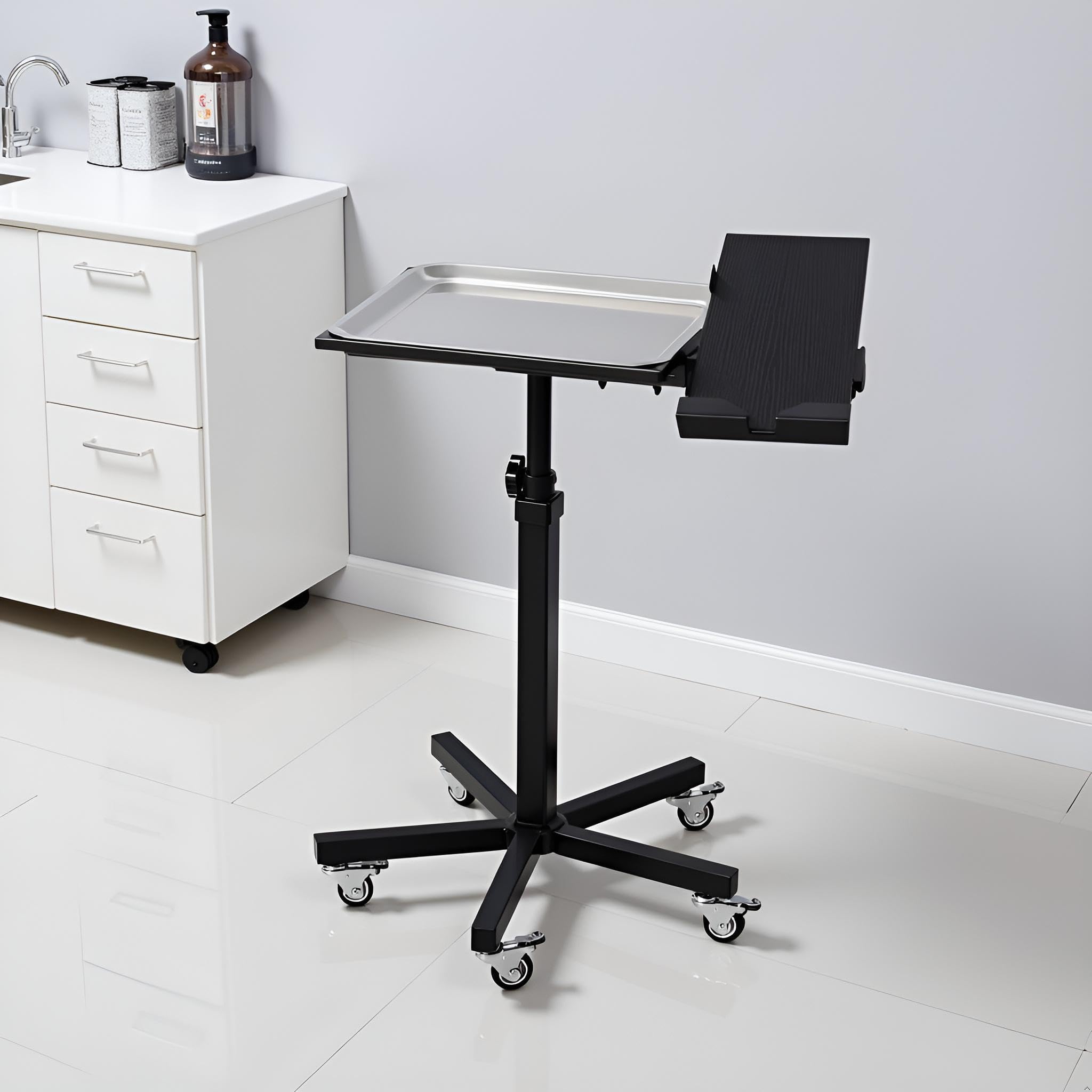 Tattoo Salon Rollbarer Arbeitstisch mit Abnehmbarem Edelstahltablet