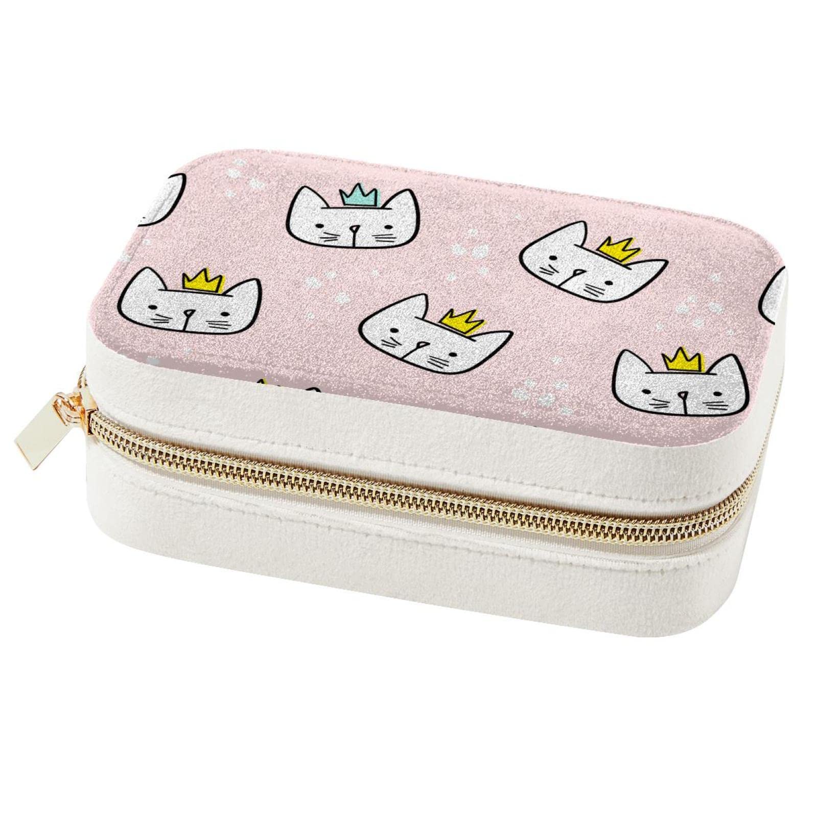 Boîte à bijoux de voyage chat rose pour vos déplacements et week-ends