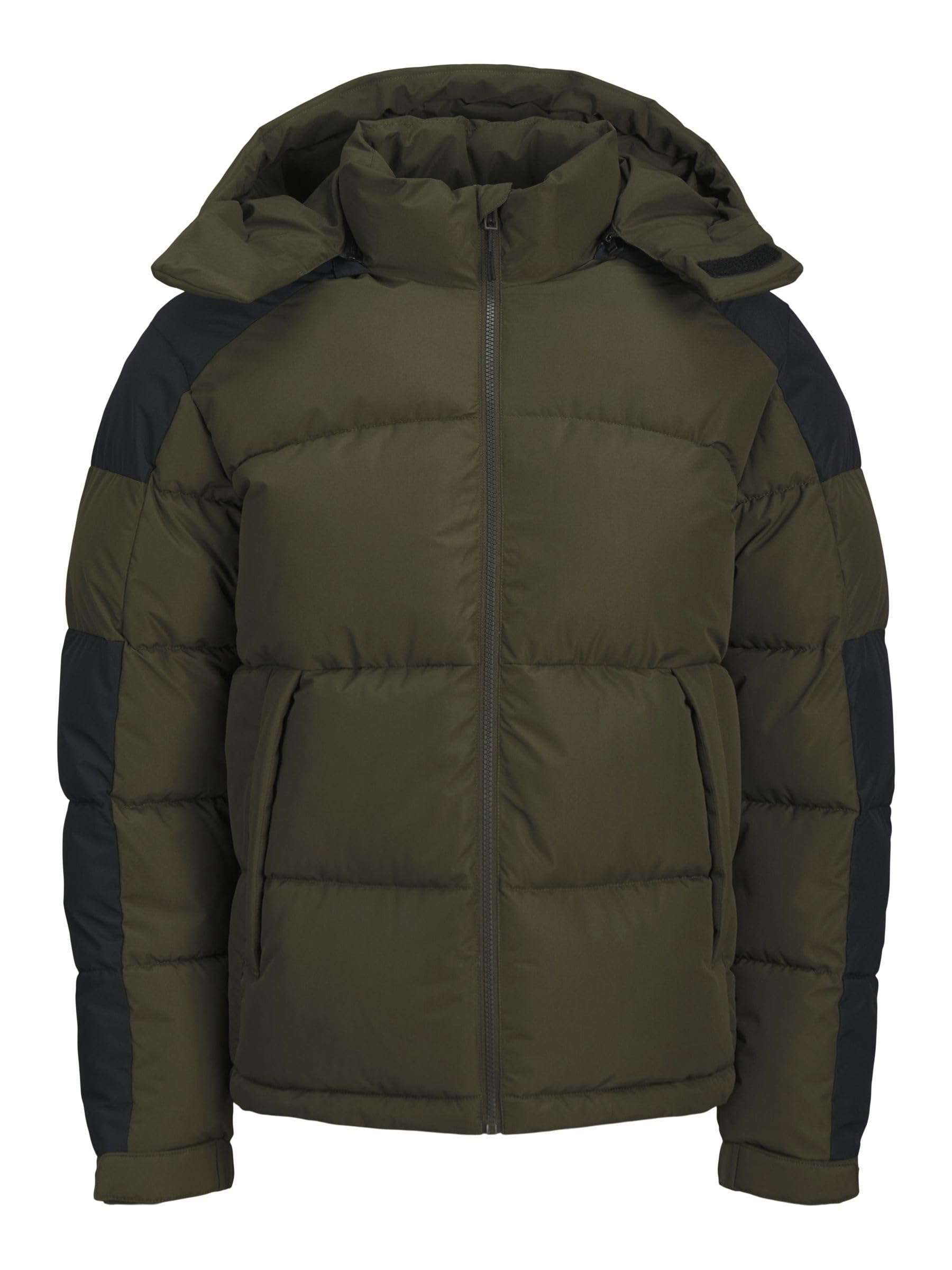 JACK & JONES Men's Jcoaero Puffer SN Puffer Jacket, Forest Night/Detail: Black Blocking, S, Forest Night/Detail:Black Blocking, S