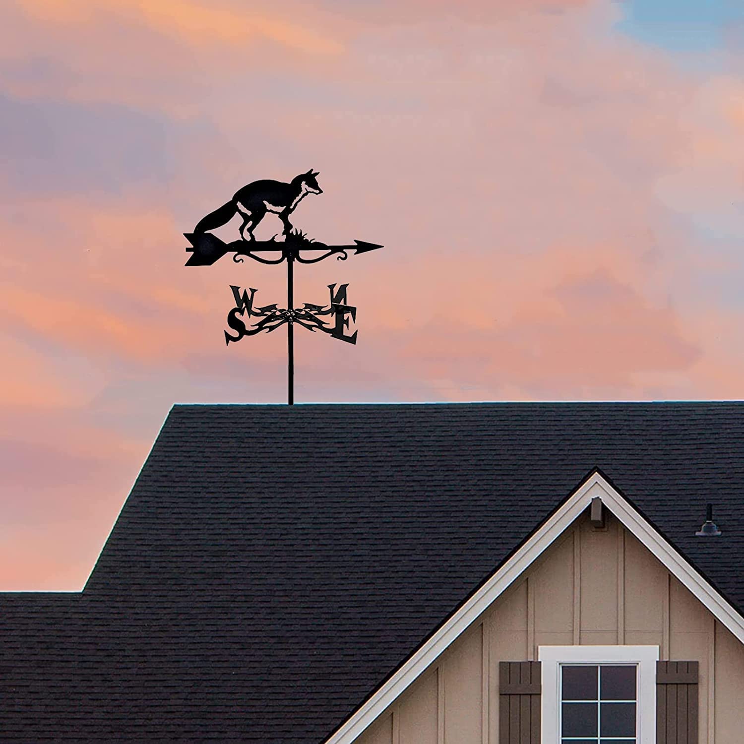 Weathervane, wiatrowskaz Narzędzie pomiarowe z sylwetką Weathervane Metalowa wiatrowskaz Wskaźnik kierunku wiatru Palnik ogrodowy ze wspornikiem montażowym Montaż na dachu podwórka Łatwy w użyciu