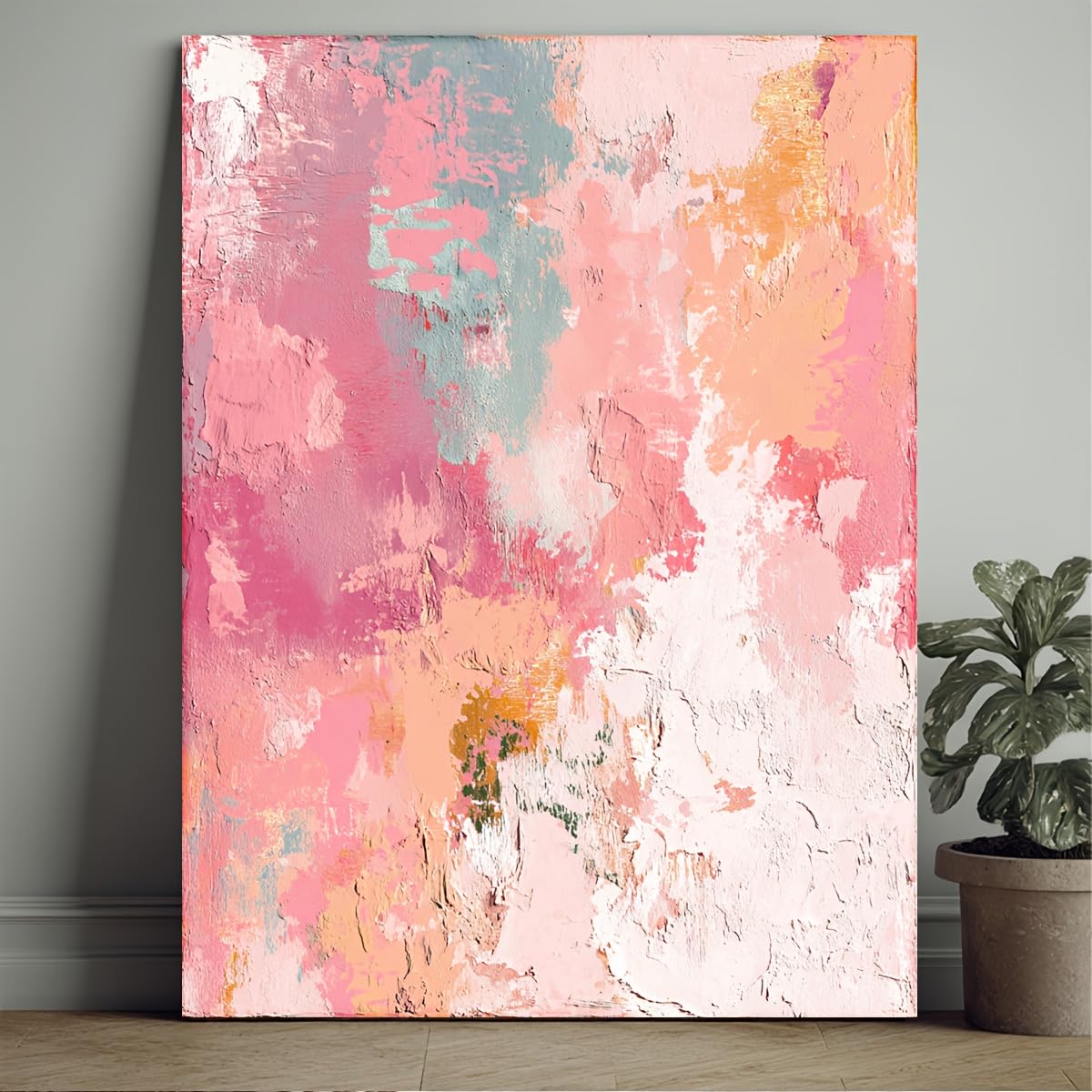 Modern Pastel Artwork Colorful Abstract Pink Aesthetic Textured Prints on Canvas Wall Pictures for Living Room(40x60cm(16x24in)/No frame)