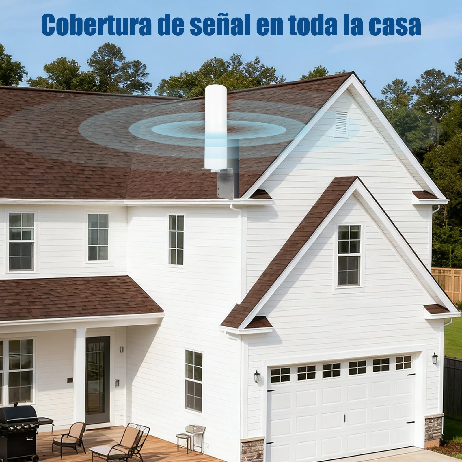 Antena 4x4 MIMO 4G LTE 5G Omnidireccional 600-6000 MHz 6dBi con Conector SMA y Adaptador TS9, Cable RG58 de 3m, Impermeable IP67 para Router Módem Gateway Hotspot T-Mobile Verizon AT&T