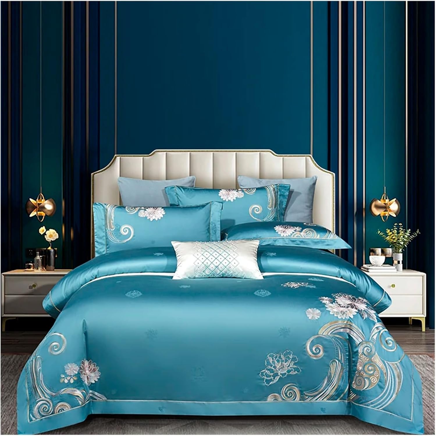 Gold Jacquard Bedding Set King Queen Size Embroidery Bed Linen 1000TC Cotton Duvet Cover Bed Sheet Set Pillowcases,Bed