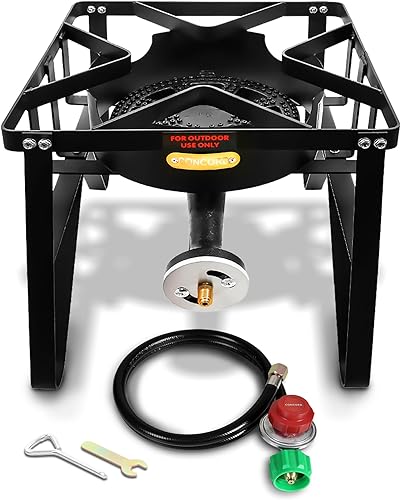 Concord Deluxe Banjo - Quemador de propano individual, 200,000 BTU estufa portátil al aire libre para acampar cocinar/preparar salsas, cuadrado de