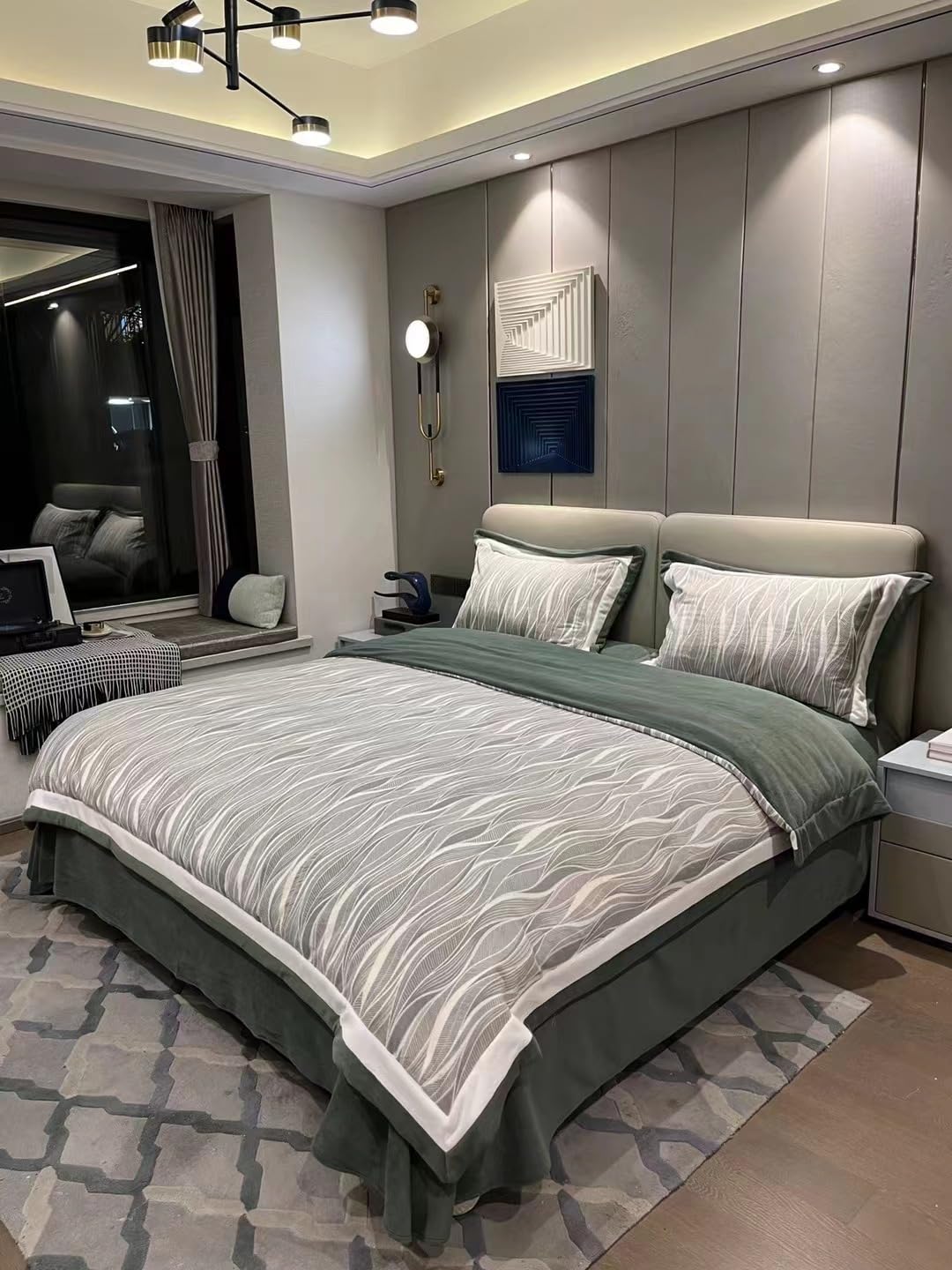 Parure de lit pour hôtel verte pour lit simple de haute qualité