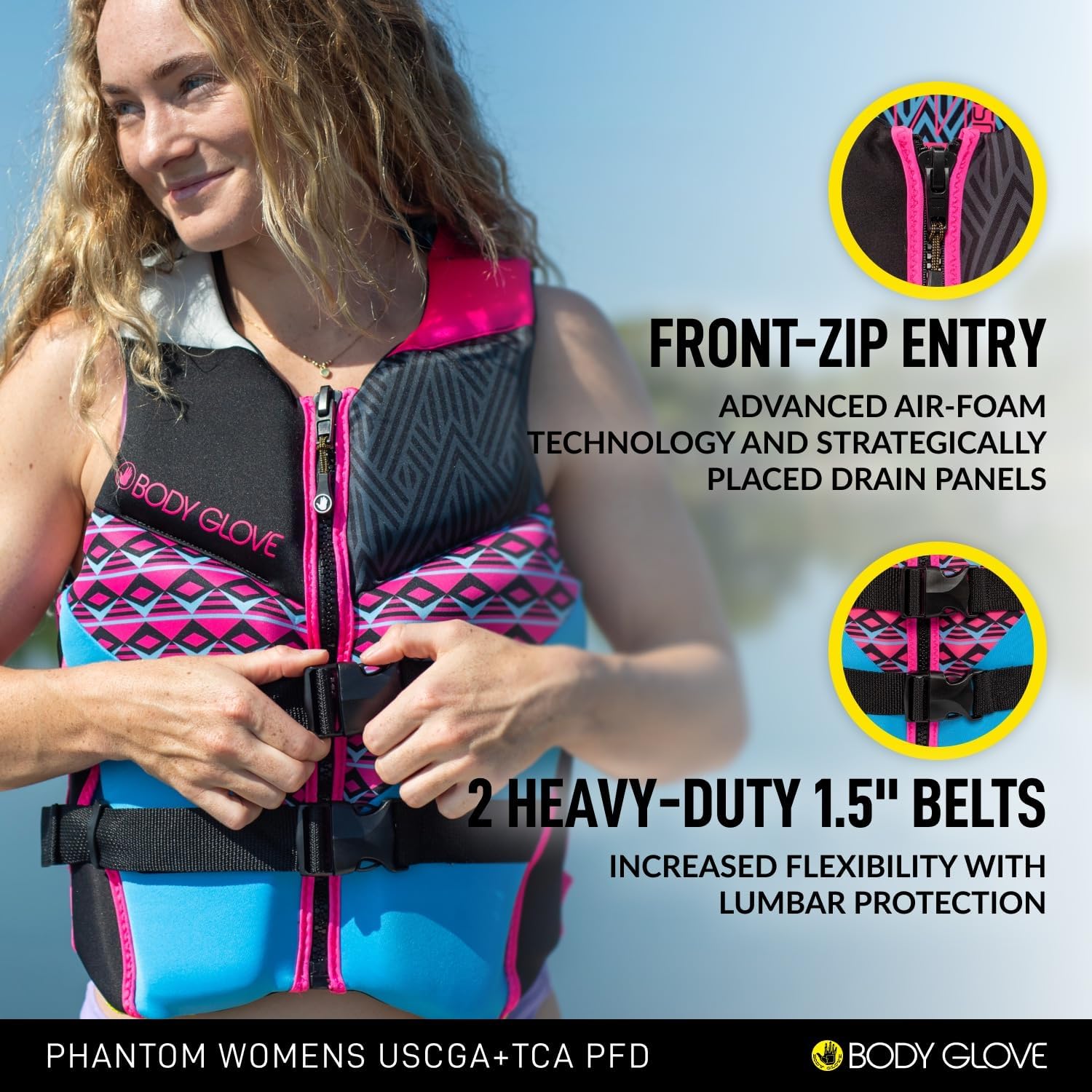 Body Glove Phantom Women's Life Jacket,Neoprene Life Vest, USCG and Transport Canada Approved, Great for Boating, Fishing, Kayaking, Rafting,Paddling