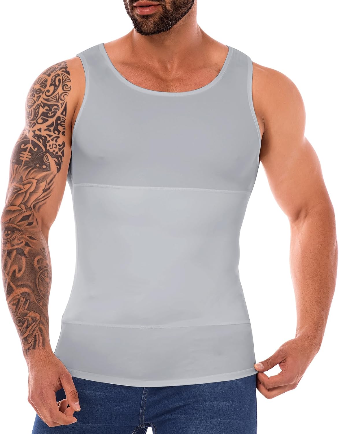 Mens Shapewear Compression Undershirt Slimming Tank Top Vest Gynecomastia Body Shaper Underwear
