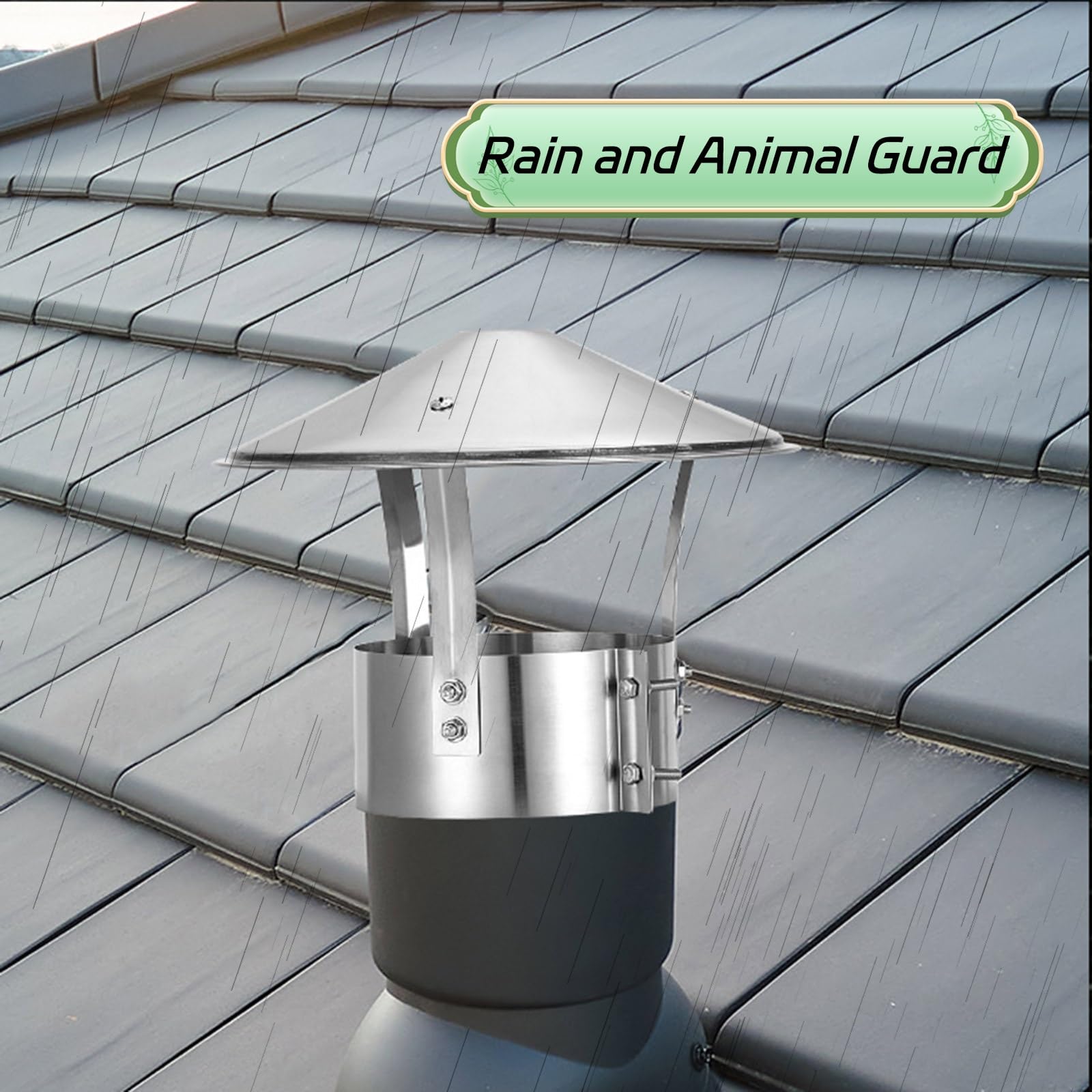 Cappello Cinese Canna Fumaria Acciaio Inox Antipioggia Copri Camino Inox | Comignolo Canne Fumarie da Tetto Ventilazione Cappuccio per Stufe Caldaie e Camini per Lo Scarico dei Fumi(315mm/12.5")