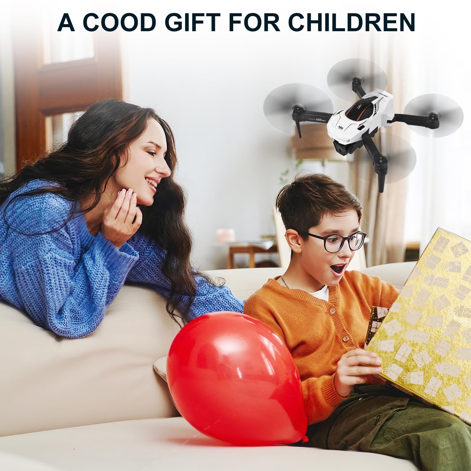 Dron z kamerą 1080p HD dla dzieci, dron RC z 2 akumulatorami, składany quadcopter z transmisją FPV WiFi czujnik grawitacyjny, tryb 3D Flip Mode start/lądowanie jednym przyciskiem (Biały)