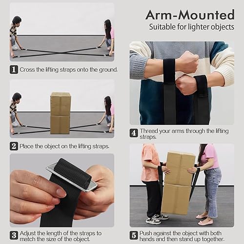 Miniatura 8 de Correas móviles, sistema de elevación y movimiento para 2 personas, correas móviles para electrodomésticos o muebles para levantar, correas de