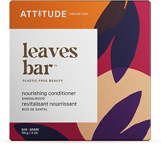 ATTITUDE Hair Conditioner Bar, Plant- and Mineral-Based Plastic-free Beauty Care, Vegan and Cruelty-free, Nourishing, Sandalwood, 4 Oz