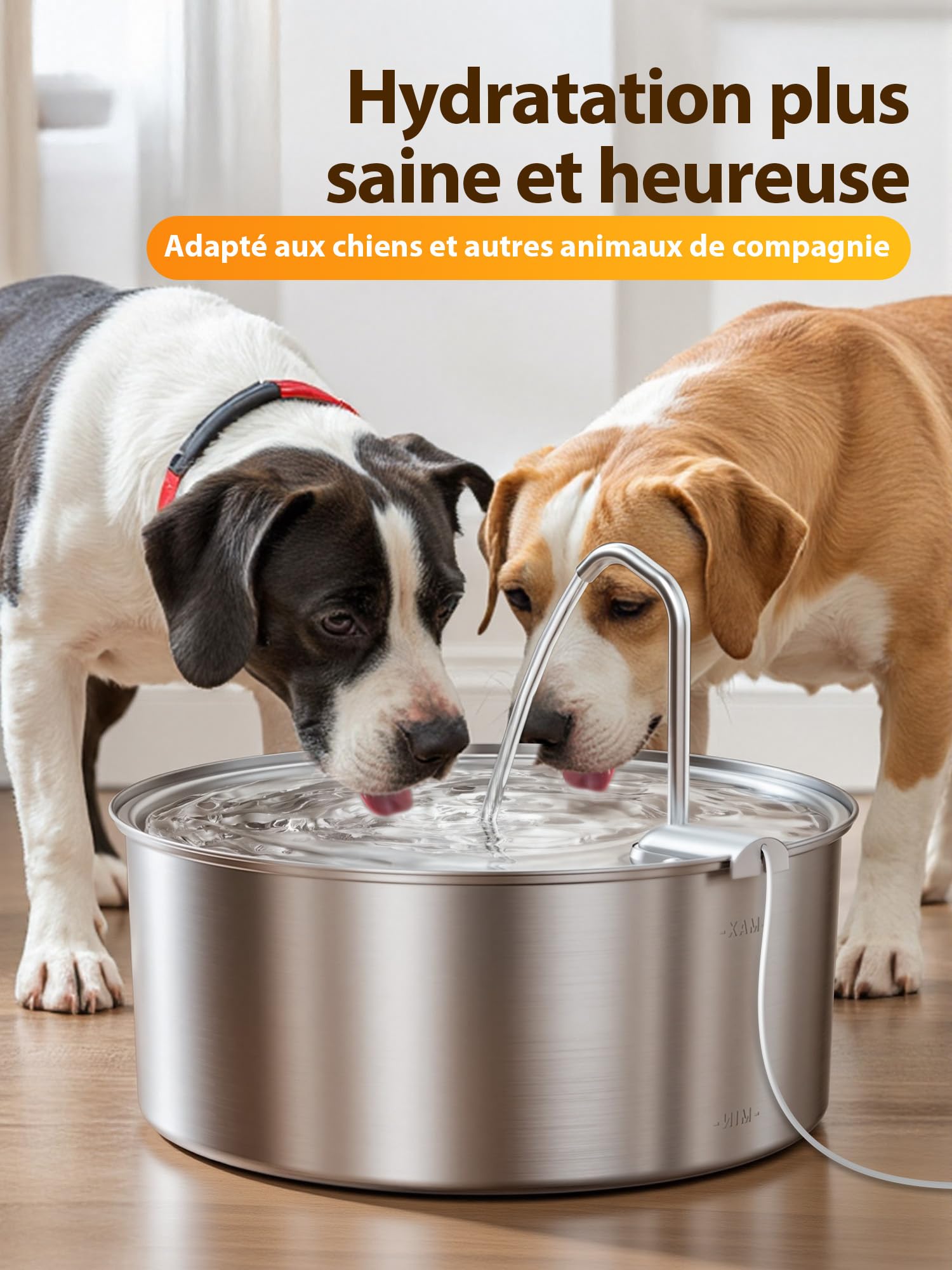 Kittyspout Fontaine à Eau 8L pour Chien, en Acier Inoxydable 304, Pompe silencieuse, fenêtre de Niveau avec LED, idéale pour Grands Chiens et foyers avec Plusieurs Animaux