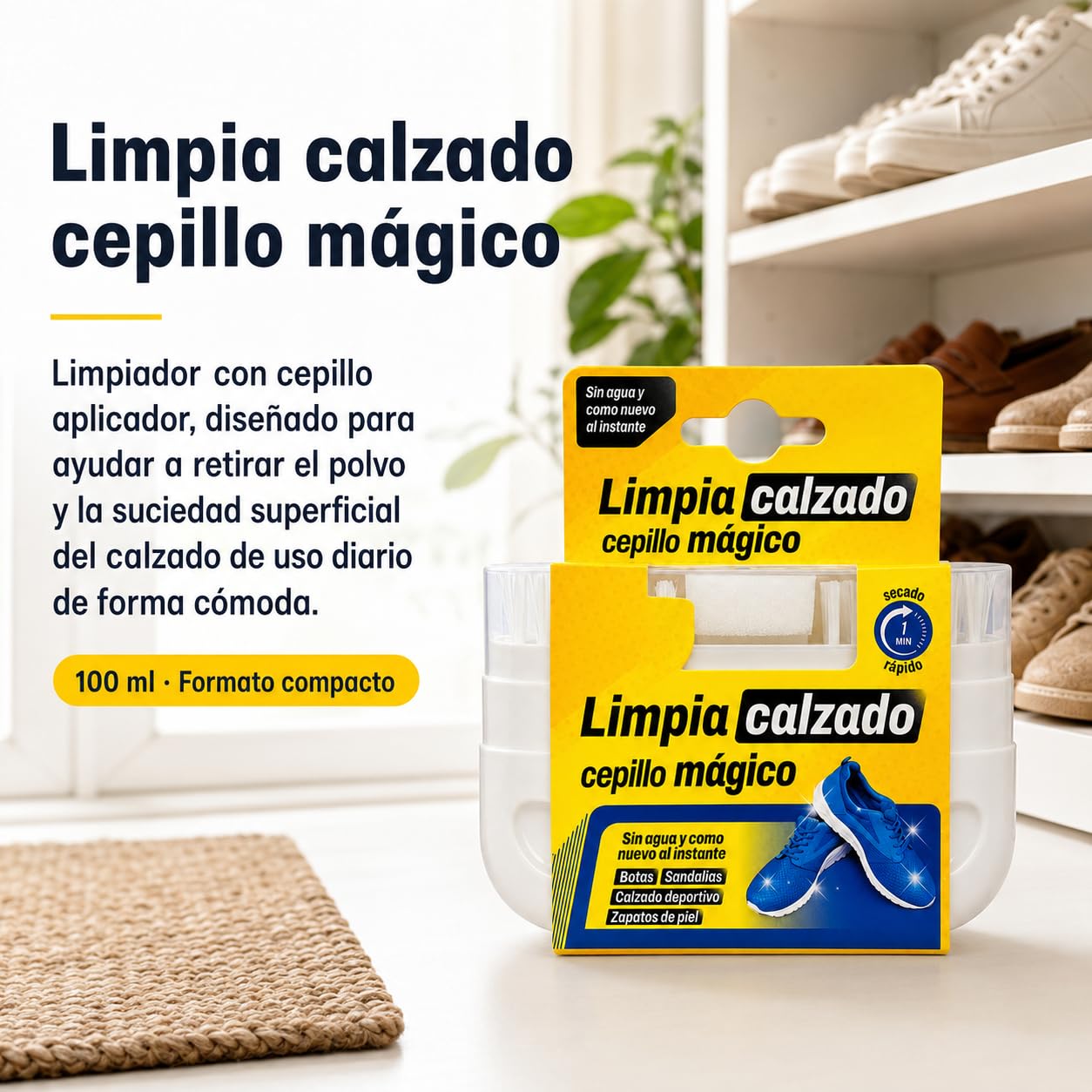 Limpiador de Calzado, Cepillo mágico sin Agua, Pack de 12