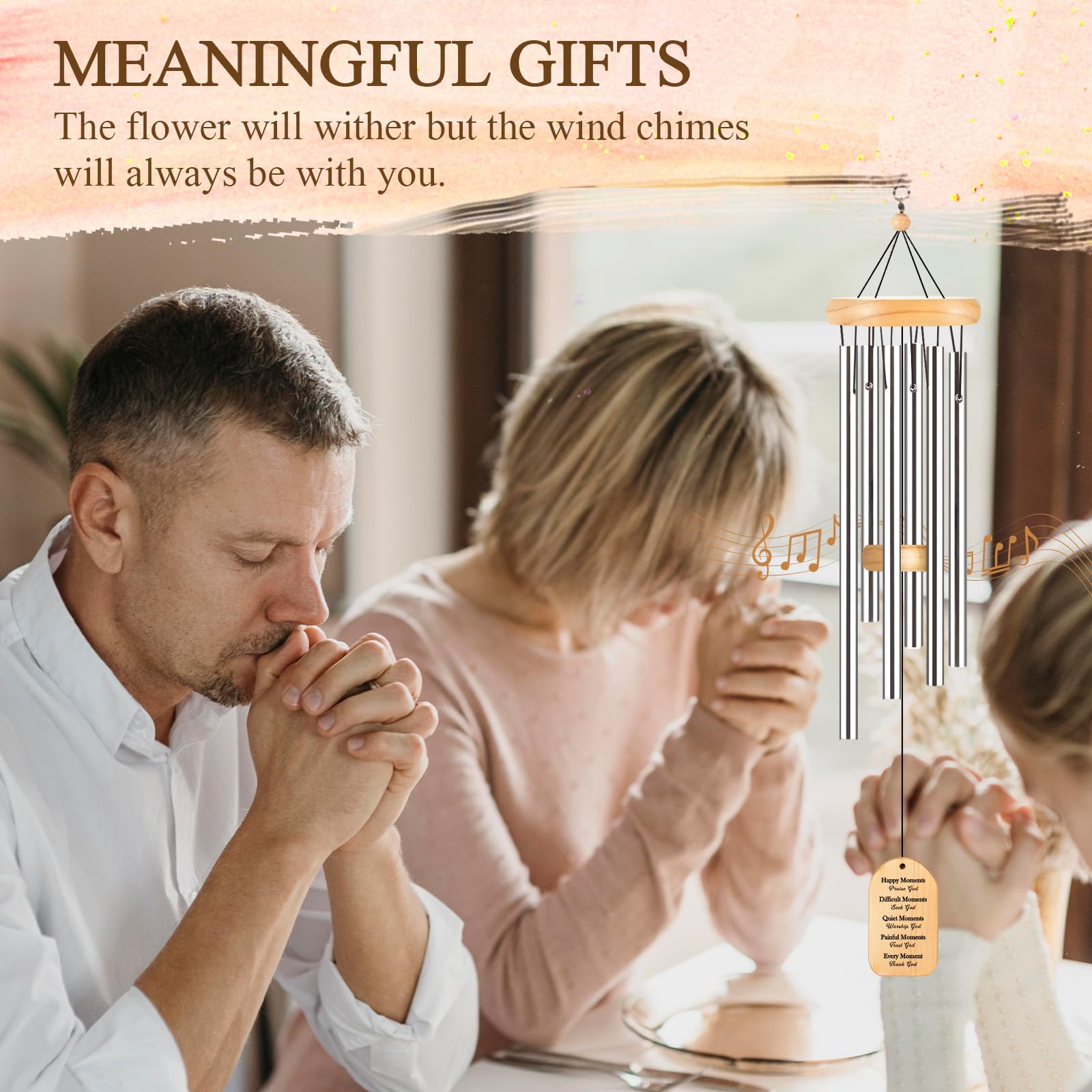 Christian Gifts for Women Men, Inspirational Religious Gifts for Women Faith, Christian Wind Chimes with Bible Verse, 25.5 inch, Birthday Sympathy, Encouragement Spiritual Gift Ideas