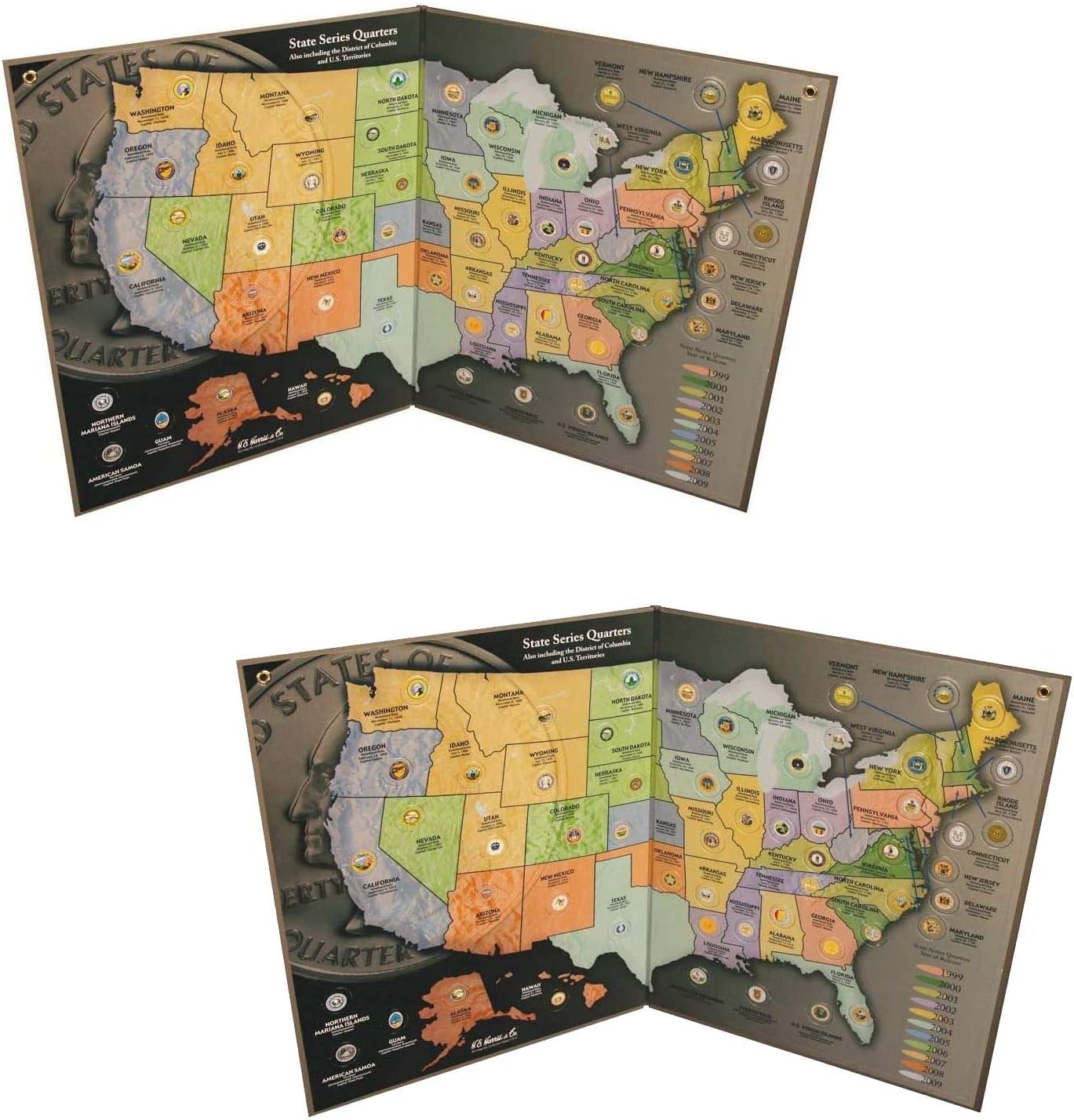 State Quarter Map Double Pack - Us State Quarter Collection
