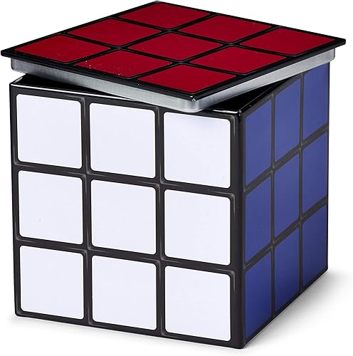 Caja de almacenamiento de lata de cubo de rompecabezas – Contenedor de almacenamiento de 4 x 4 pulgadas con tapa superior pop – Cubo organizador