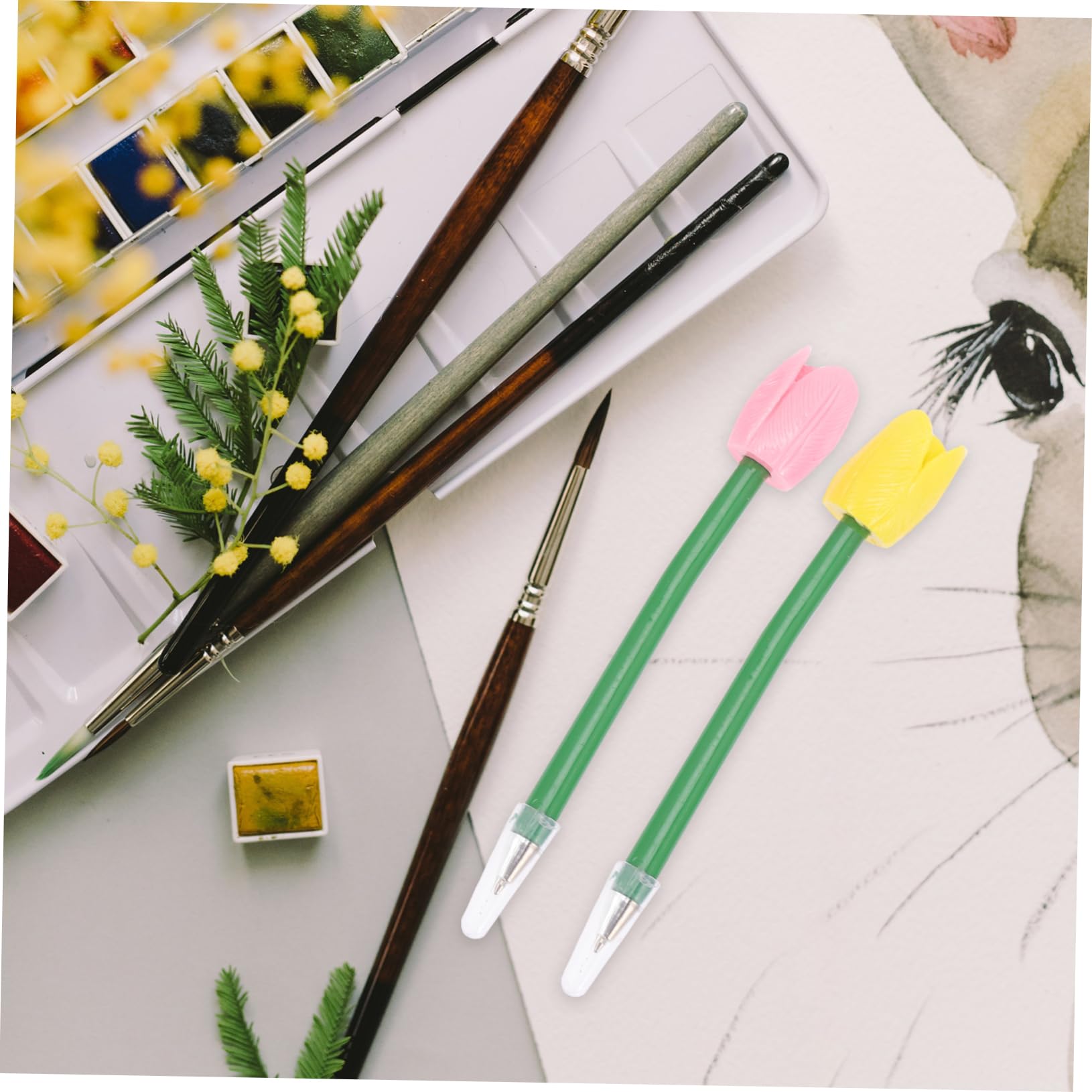 3 Set Penna A Sfera Tulipano Gel Ufficio Mini Penne Per Fiori Trasparente Pianta Penna Vegetale Decorativo Evidenziatore Penne Rosa Evidenziatori Plastica 6 Pezzi * 3