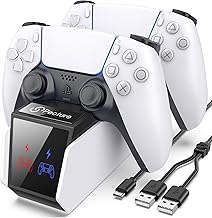 PS5 Controller Charger Station, PS5 Charging Station Dual Charger Docking Station Compatible with Playstation 5 PS5 with LED Indicators- Fast Charging 5V/2A Cable Included