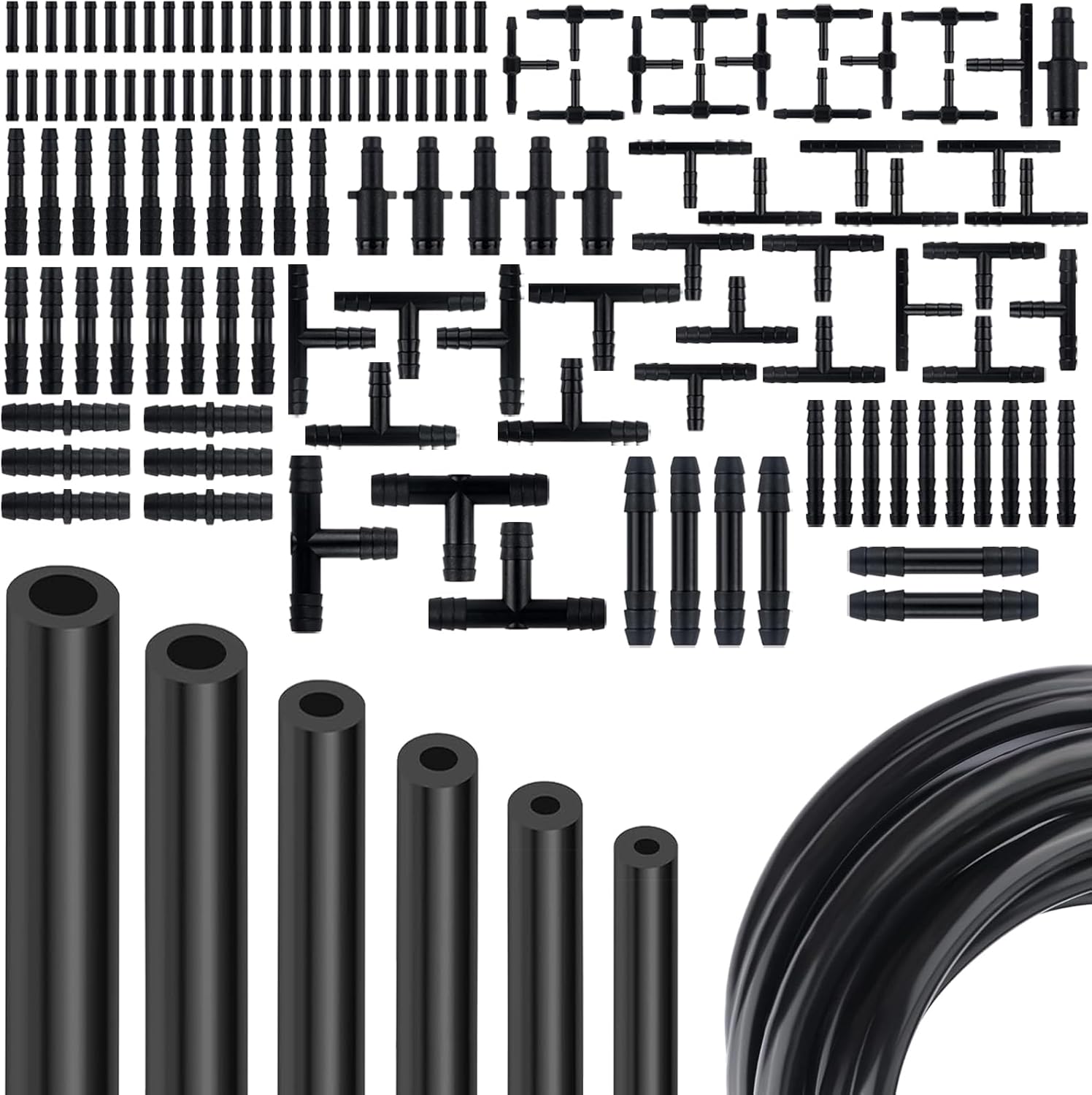 Multipurpose Vacuum Line Kit, 5Ft 6PCS Vacuum Hose Automotive+113PCS Vacuum Line Connectors, Silicone Vacuum Tubing for Variety Car Piping System Automotive Replacement Vacuum Hoses Max 130PSI