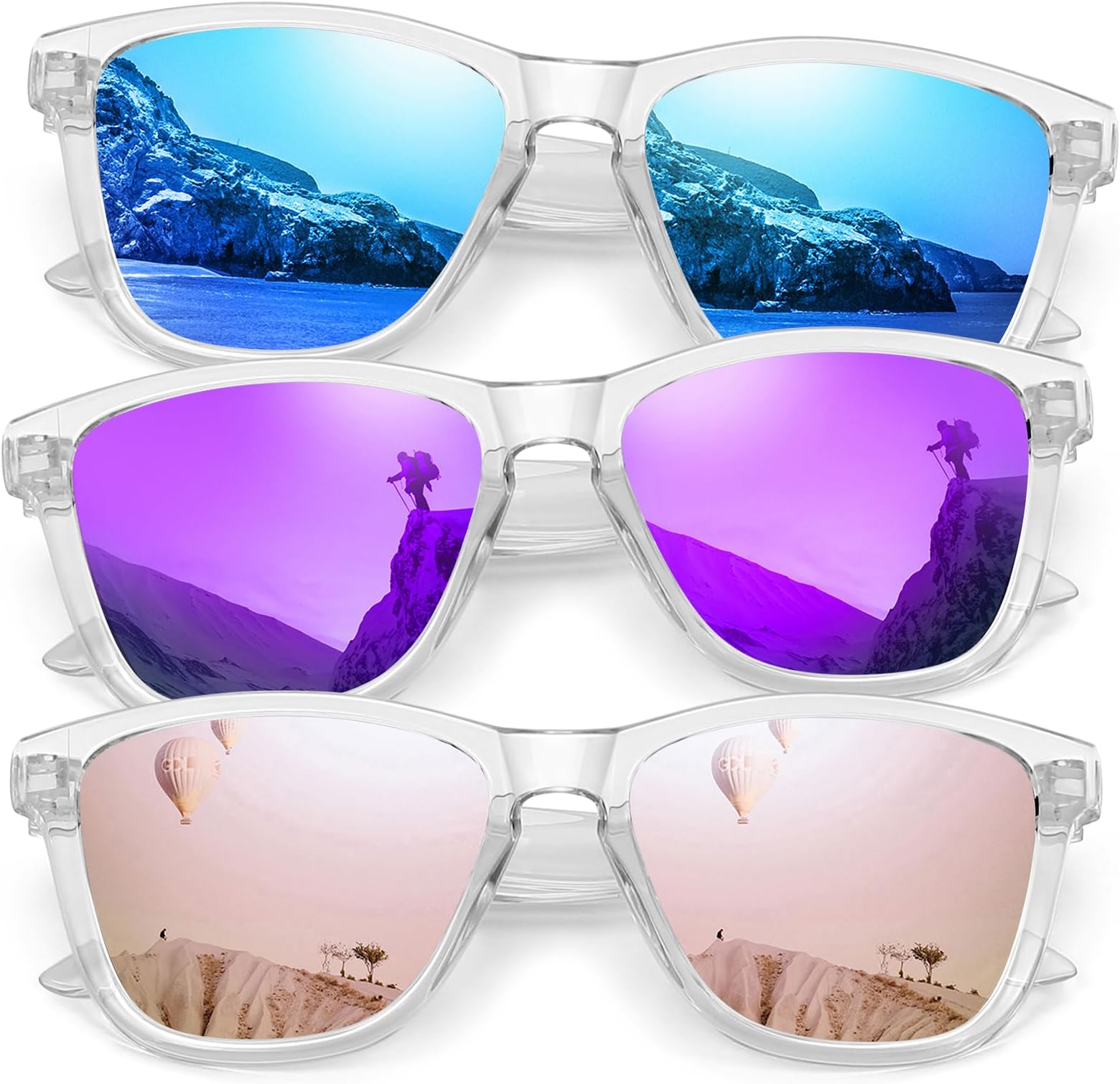 Polarized Sunglasses for Women Men Trendy Classic Retro Designer Style Fashion UV400 Protection 3 PACK