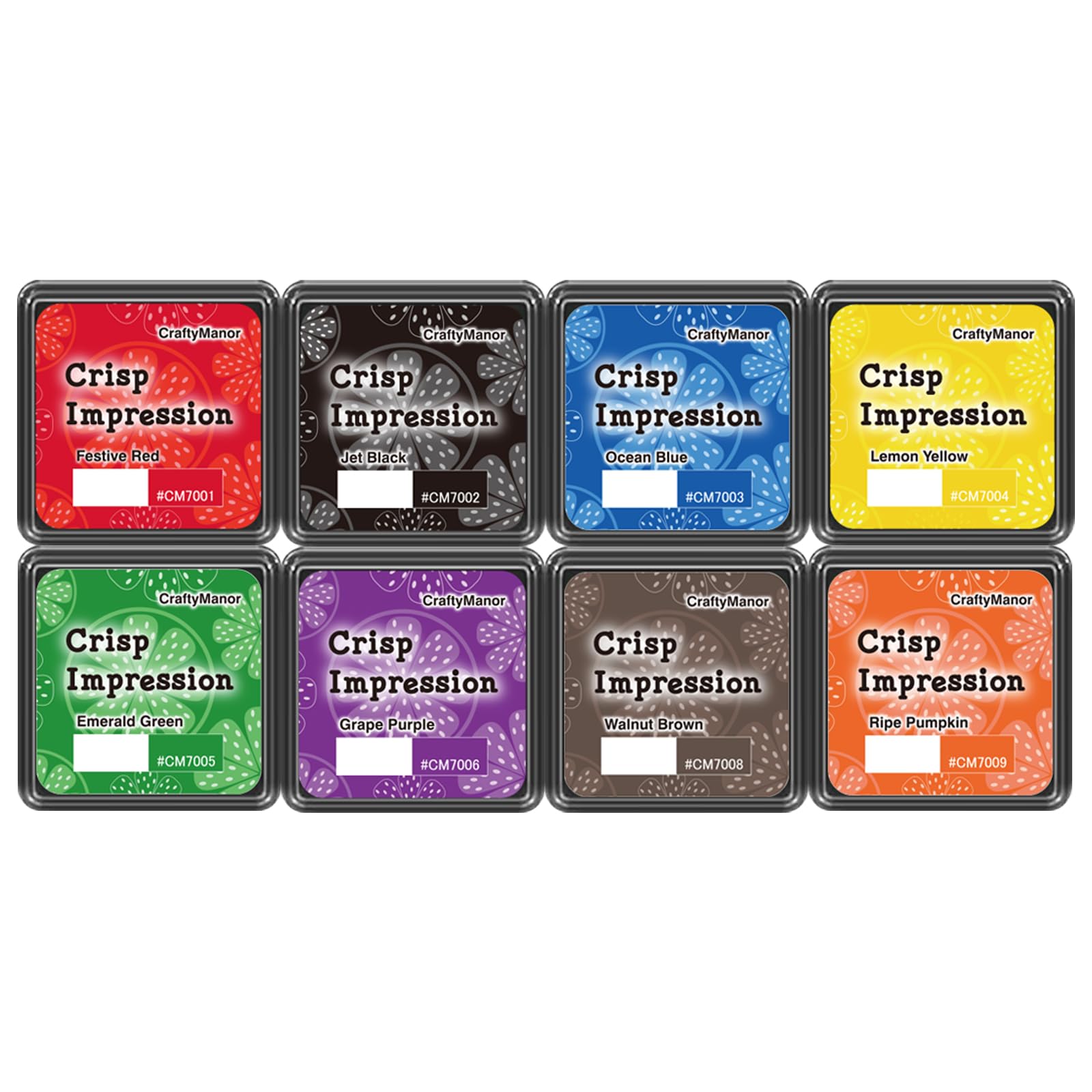 CraftyManor Crisp Impression Mini Ink Pads for Stamps, Oil-Based Stamp Pad for Scrapbooking, Card Making & Stamping (Crisp 8 Colours)