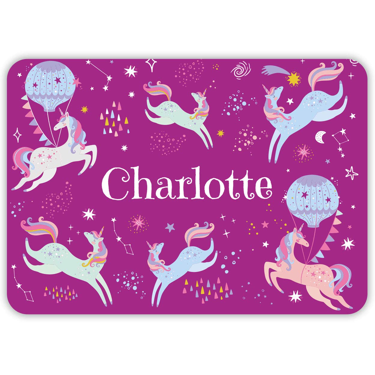 Paper Themes Unicorn And Hot Air Balloon Personalised Placemat For Kids (Unicorn And Hot Air Balloon)