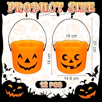 Jenaai 12 Pcs Halloween Candy Buckets Pumpkin Trick or Treat Baskets